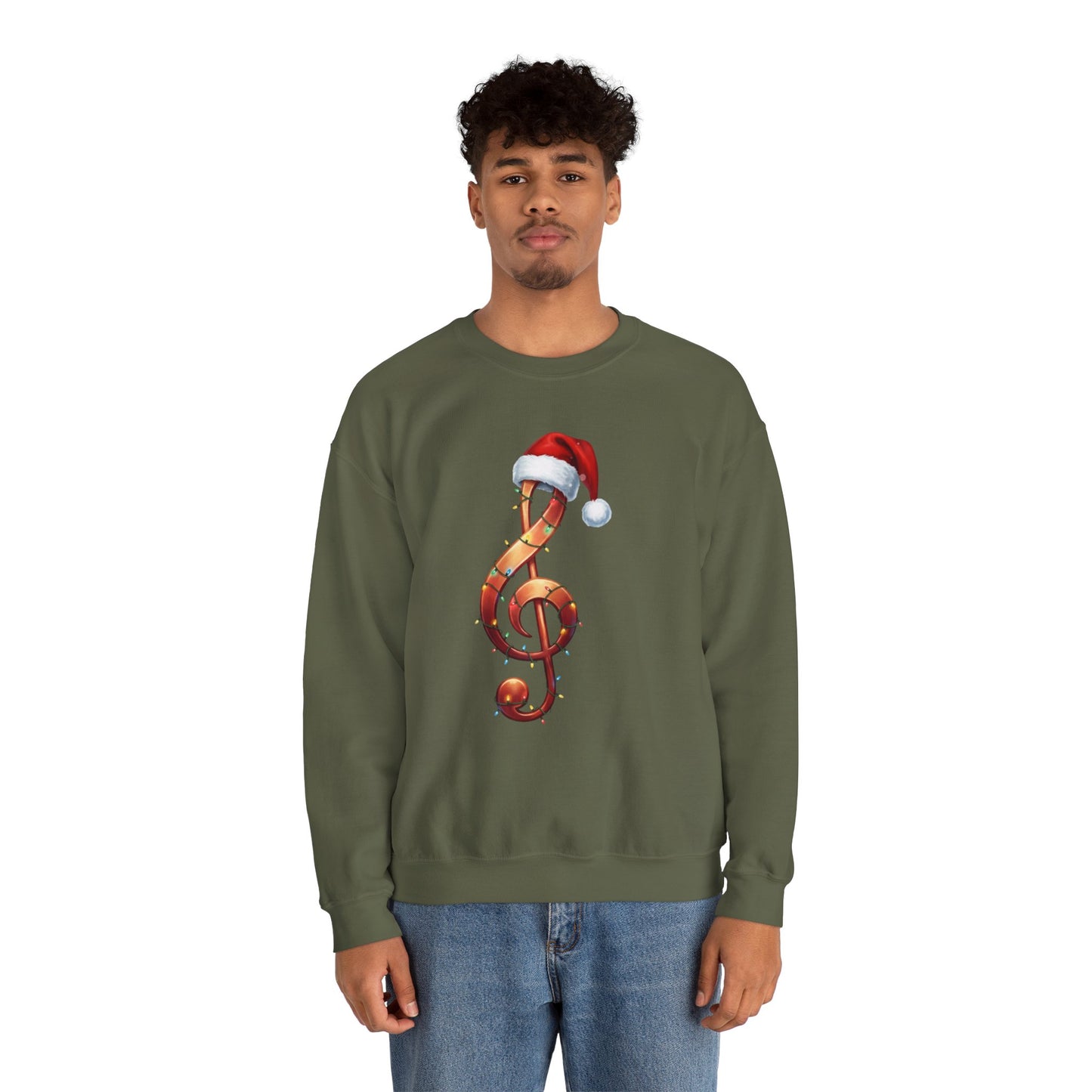 Christmas treble clef sweatshirt, music note Santa hat shirt, Christmas lights music lover sweater, musician holiday crewneck, Xmas gift