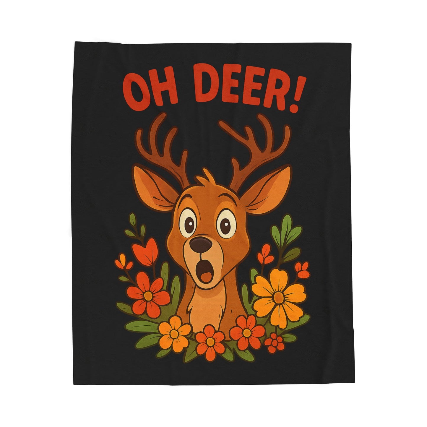 Plush Blanket - Startled Deer Oh Deer Design Wildlife Decor Deer Throw Animal Decor