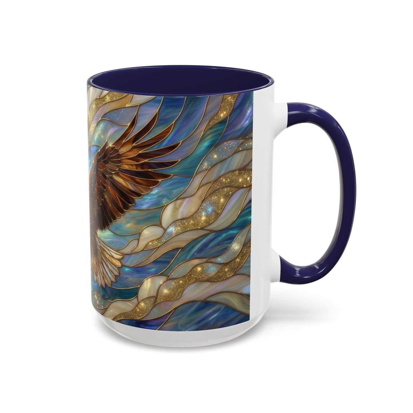 Stained Glass Eagle Mug, Bald Eagle Coffee Mug, Patriotic Eagle Cup, Wildlife Art Mug, Freedom Bird Mug, Nature Art Gift