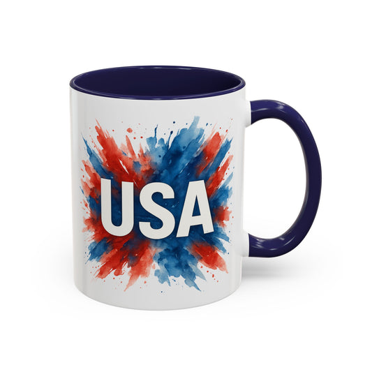 USA Patriotic Coffee Mug | 4th of July Gift | Red White Blue Mug | American Pride Cup | Independence Day Drinkware | USA Mug