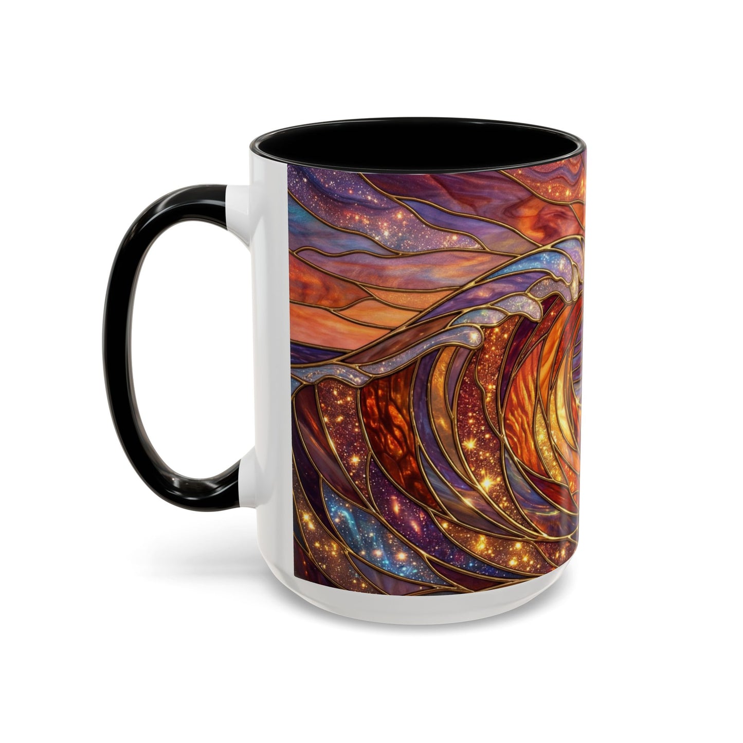 Stained Glass Wave Mug, Ocean Sunset Coffee Cup, Vibrant Beach Art, Sea Lover Gift, Mosaic Tea Cup, Summer Kitchen Decor, Nature Drinkware
