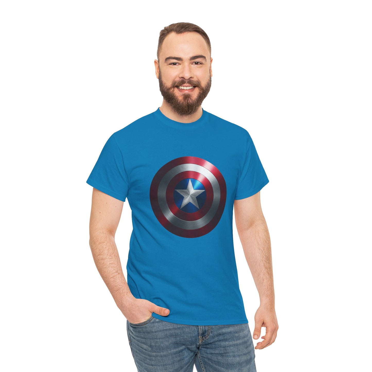 Patriotic Hero Shield Shirt – Star Emblem Graphic Tee – Super Soldier Gift – Comic Inspired Unisex Shirt – Cosplay Convention Top