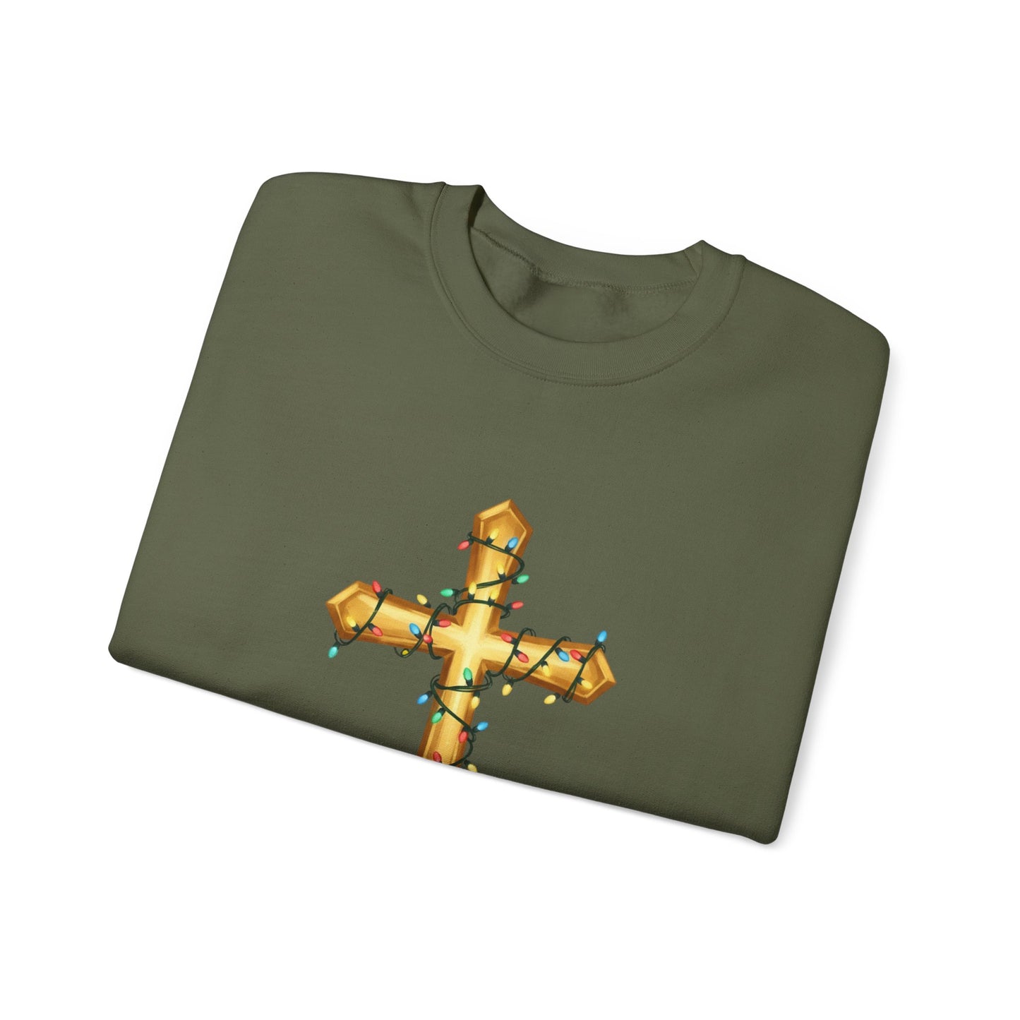 Christmas Cross Lights Sweatshirt, Christian Christmas Sweatshirt, Religious Holiday Cross Sweater, Jesus Christmas Gift, Faith