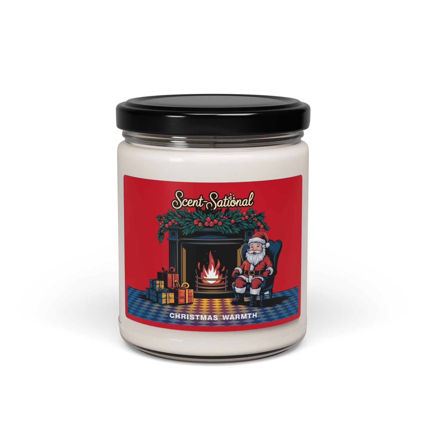 Christmas Warmth Scented Candle, Cozy Holiday Soy Candle, Reusable Glass Jar, Festive Home Fragrance Gift For Winter And Christmas Decor
