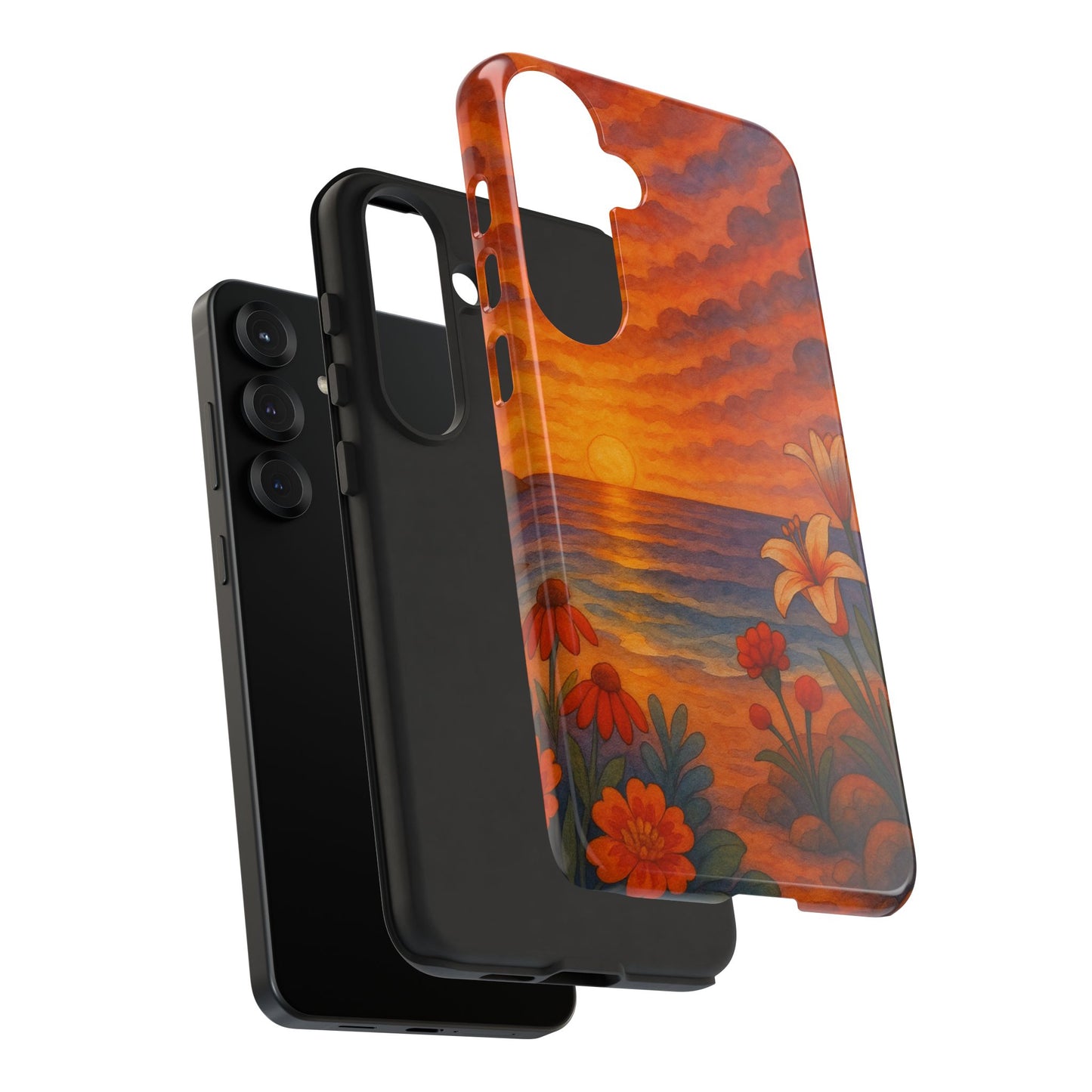 Samsung Case - Floral Ocean Sunset Watercolor Nautical Phone Case Beach Samsung Case Ocean Sunset Theme