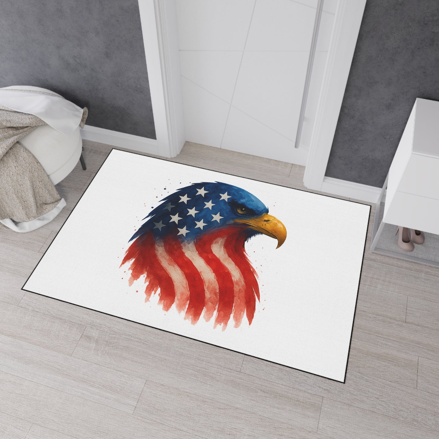 Patriotic Eagle Floor Mat - USA Flag Heavy Duty Entry Rug, Americana Welcome Mat for Porch, 4 July, Veteran Gift, Indoor Outdoor US Decor