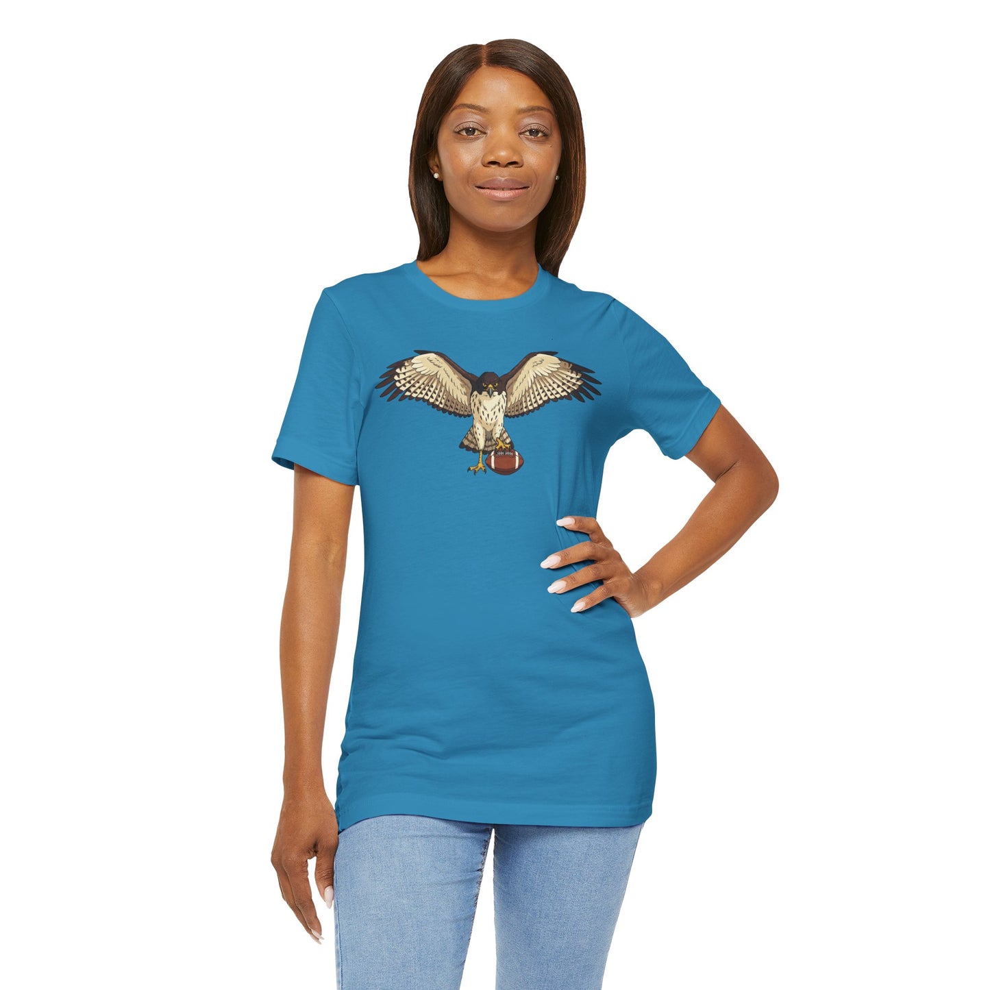 Hawk Football Shirt, Hawk Holding Football T Shirt, Football Mascot Tee, Bird Of Prey Shirt, Sports Fan Gift, Game Day Hawk Tee