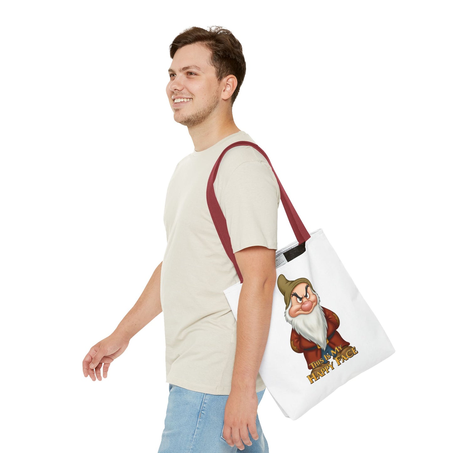 Grumpy Dwarf Tote Bag - "This Is My Happy Face"