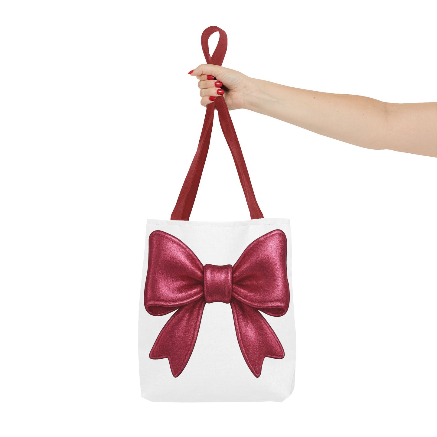Chic Red Bow Tote Bag – Cute Girly Gift for Her, Fashionable White Bag with Red Handles, Kawaii Aesthetic Purse, Everyday Style