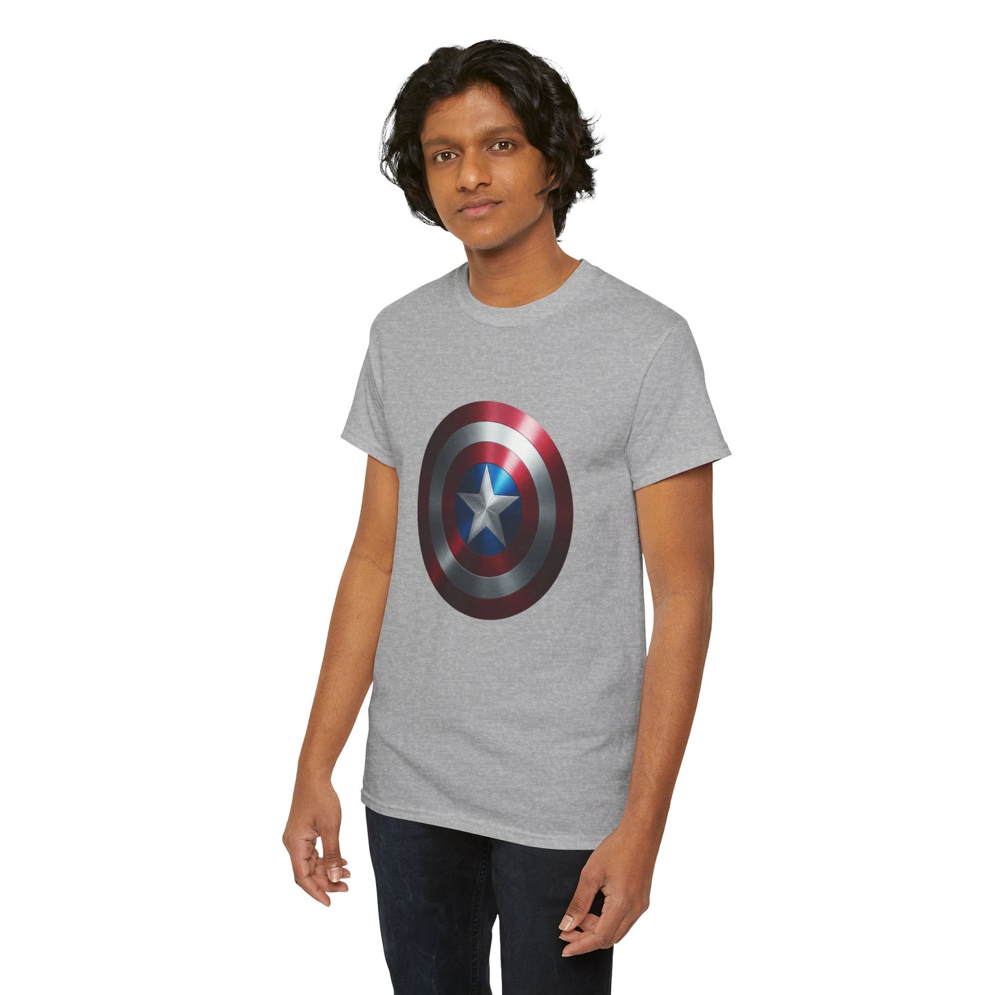 Patriotic Hero Shield Shirt – Star Emblem Graphic Tee – Super Soldier Gift – Comic Inspired Unisex Shirt – Cosplay Convention Top
