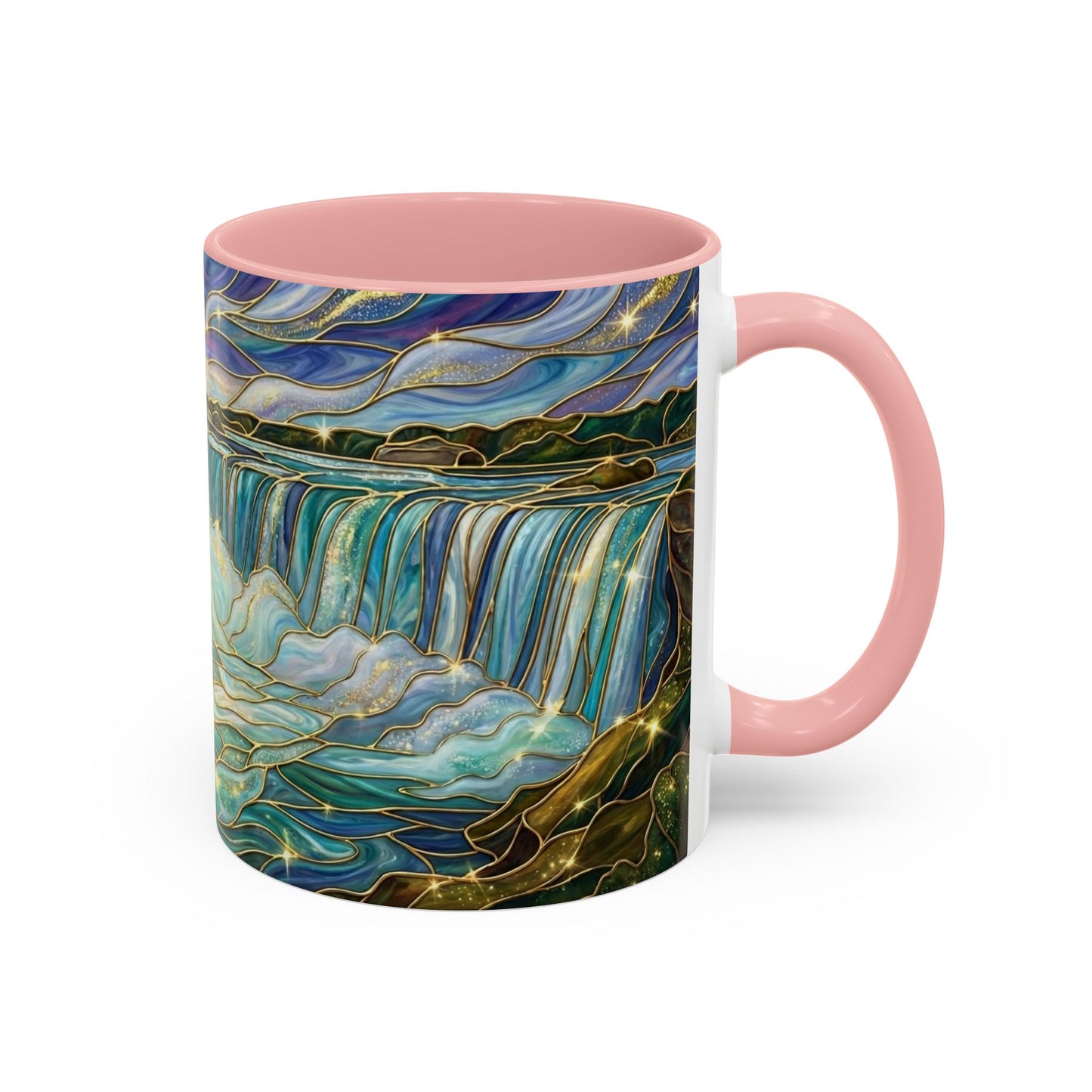 Faux Stained Glass Niagara Falls Mug, Waterfall Coffee Cup, Canada Souvenir Gift, Upstate New York Travel Memento, Nature Lover Tea Cup