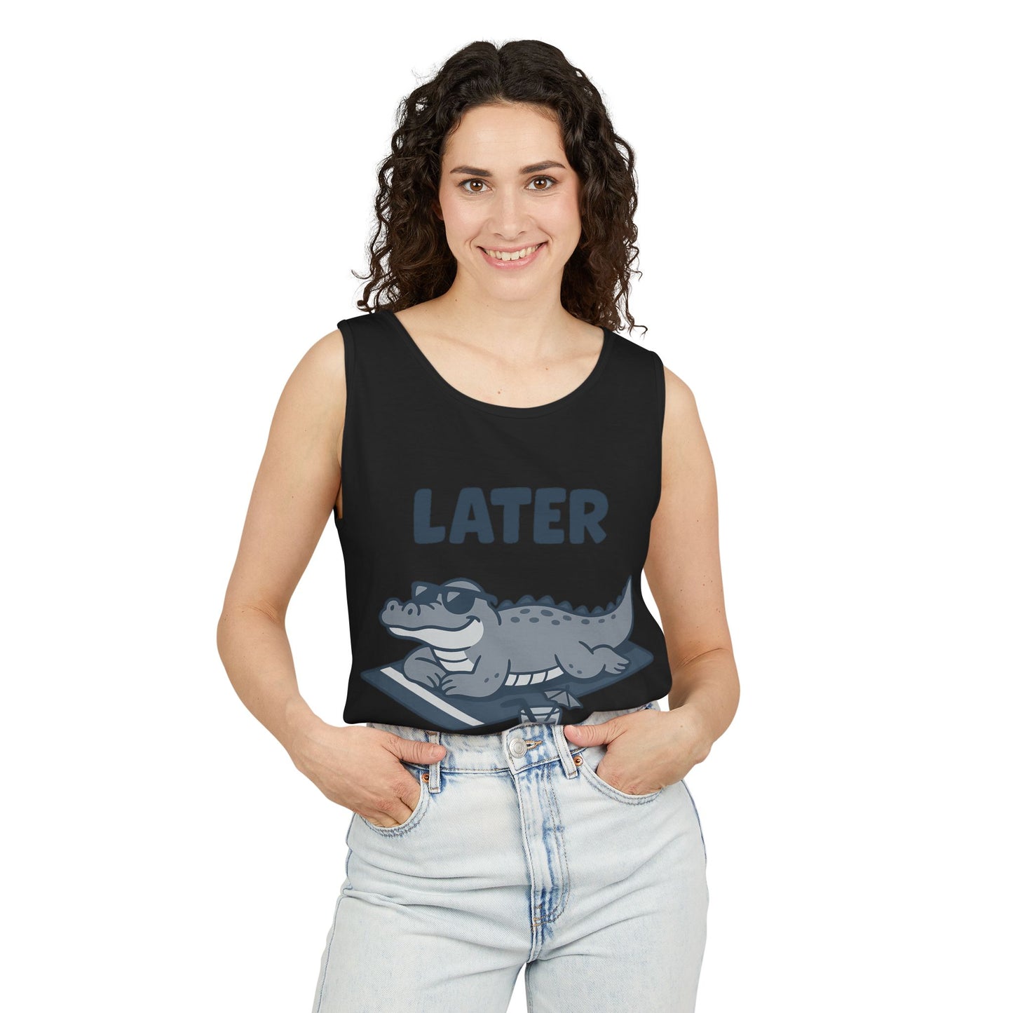 Funny Crocodile Tank Top - ‘Later Gator’ Cute Graphic Croc Tee, Summer Vest, Beach Gift, Sarcastic Animal Humor, Festival and Everyday Wear