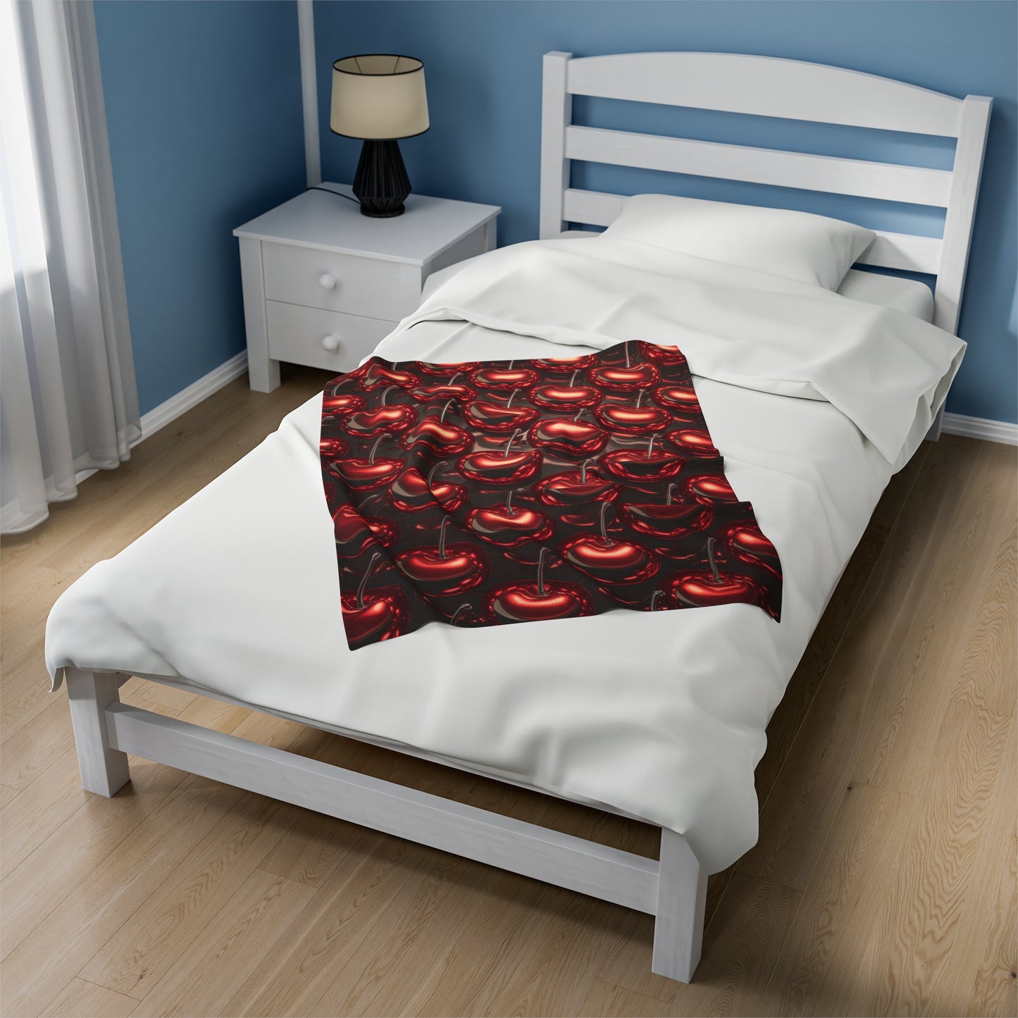 Plush Blanket with Shiny Cherry Design