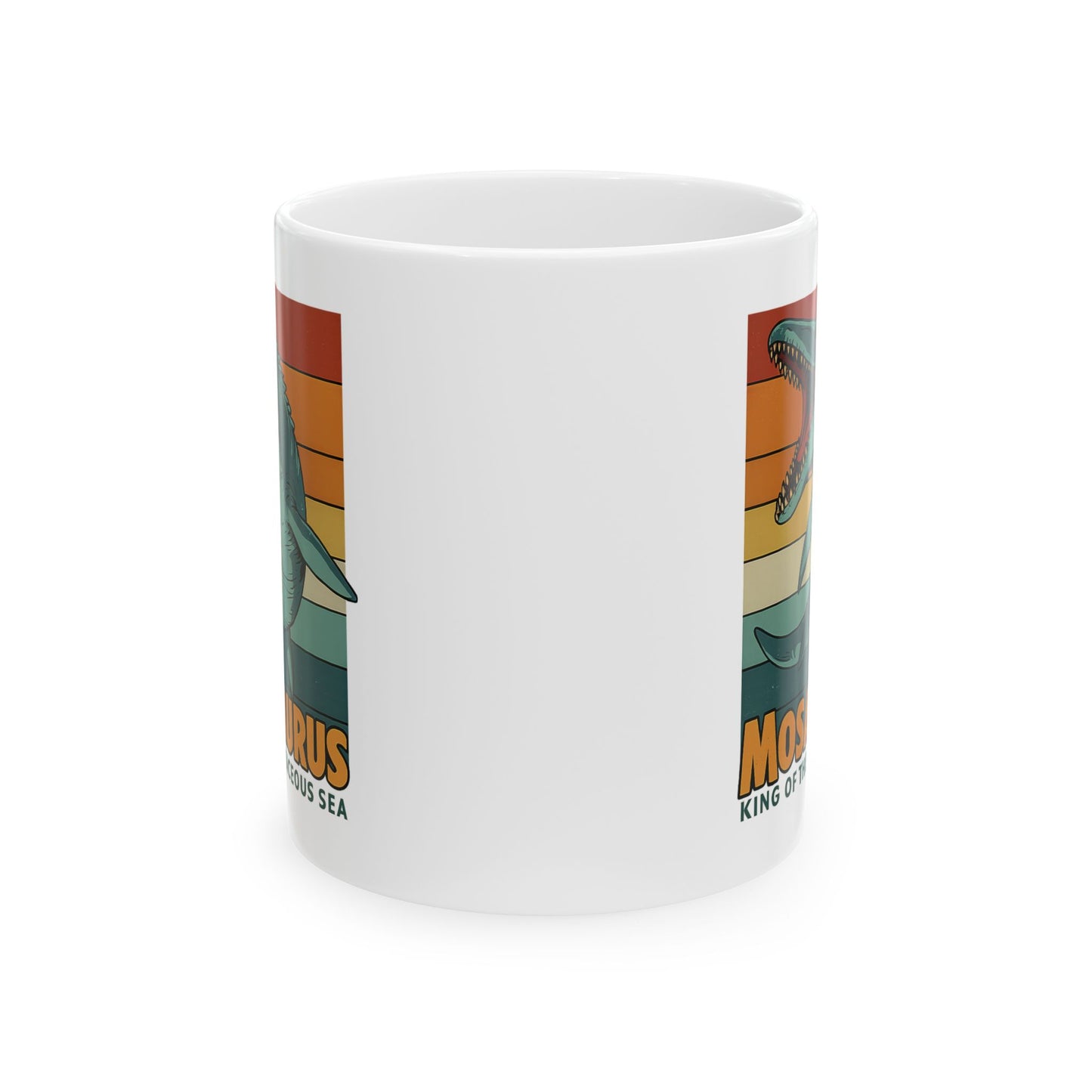 Retro Mosasaurus Mug - Ocean Beast Ceramic Coffee Cup 11oz/15oz | Jurassic Sea Monster Gift for Dinosaur Lovers Marine Mug