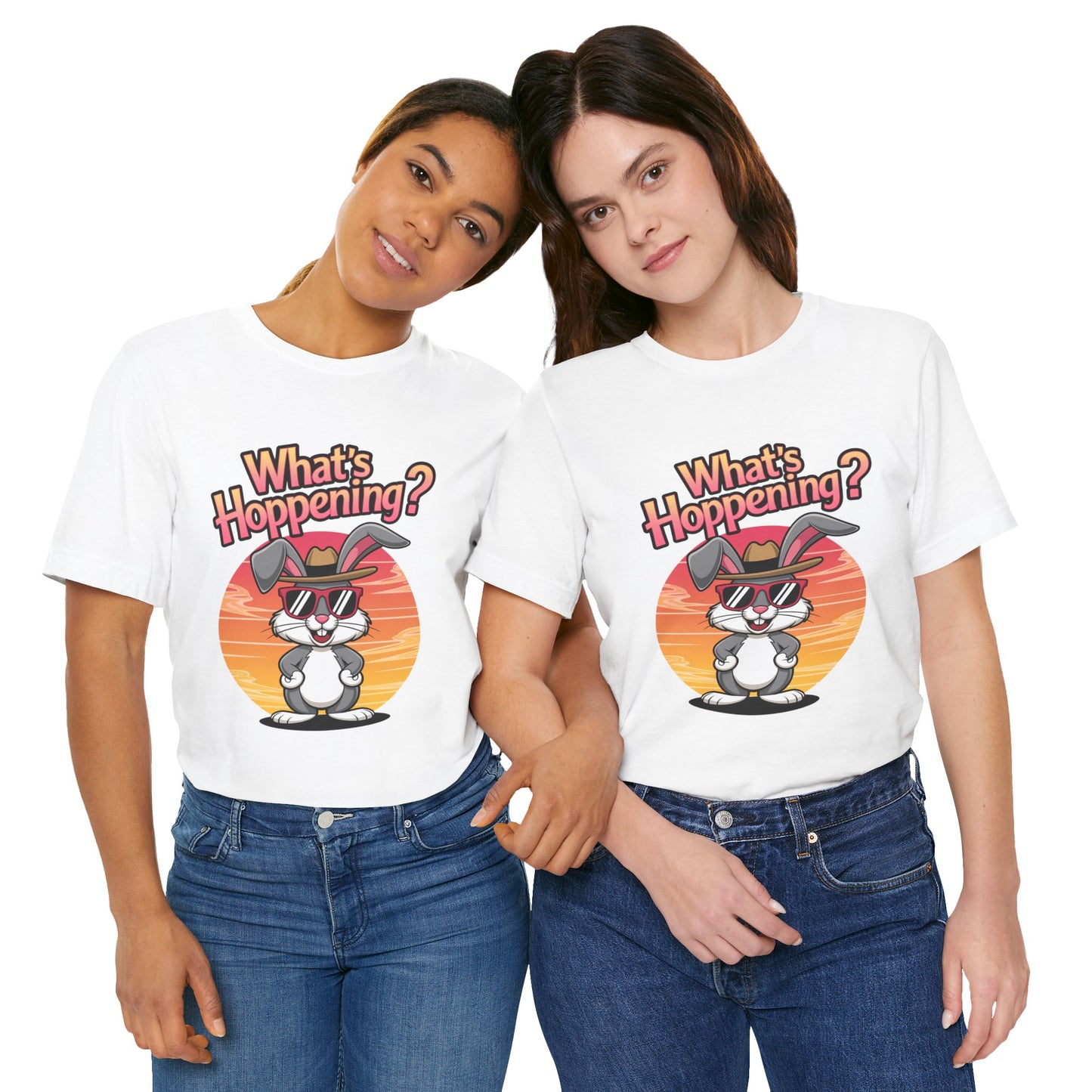 What’s Hoppening Funny Bunny Shirt – Cute Rabbit Pun T-Shirt – Sunset Graphic Tee for Animal Lovers, Easter, and Pun Enthusiasts