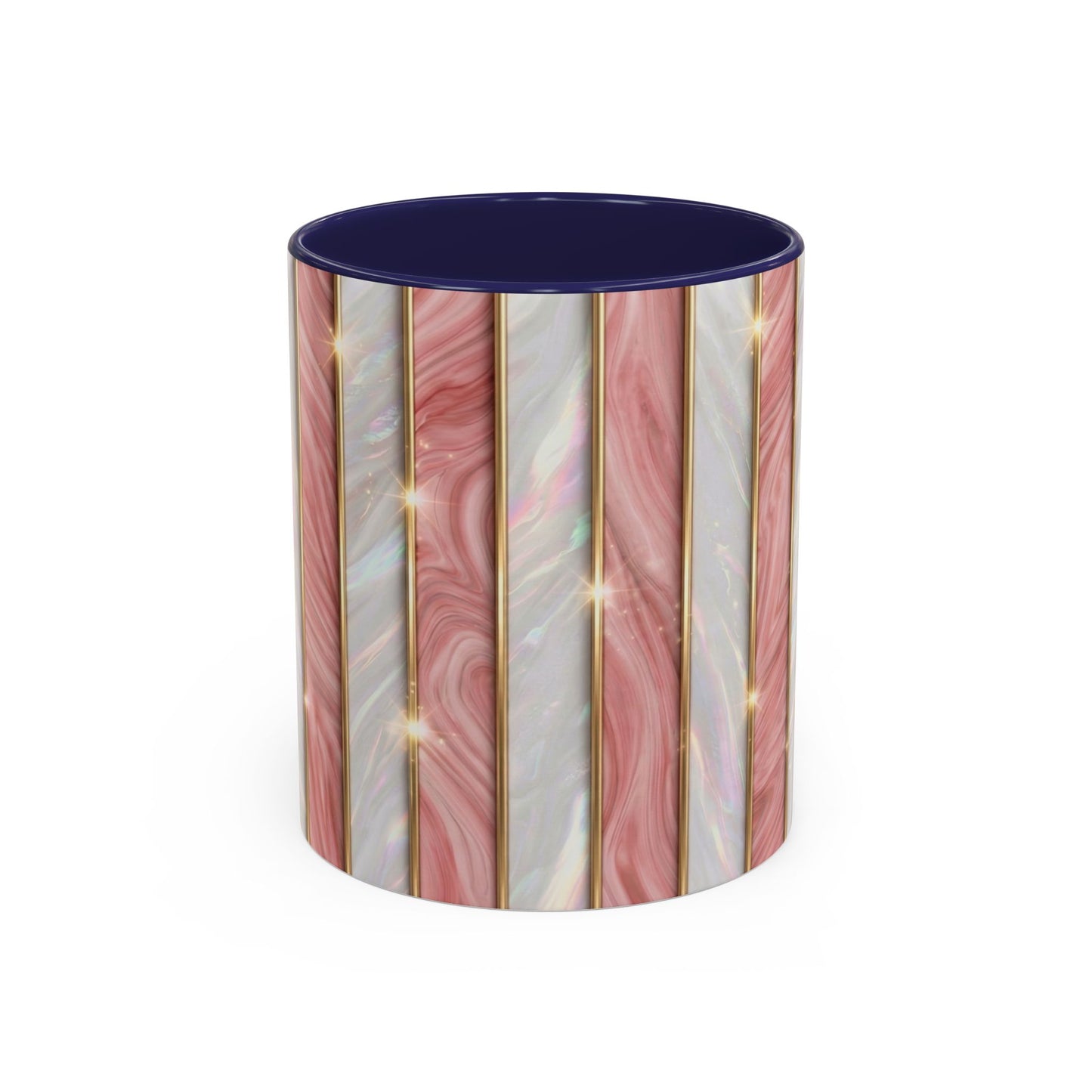 Pink Marble Coffee Mug, Gold Stripe Faux Agate Cup, Glam Desk Accessory, Elegant Tea Mug, Luxury Gift for Her, Chic Office Desk Decor