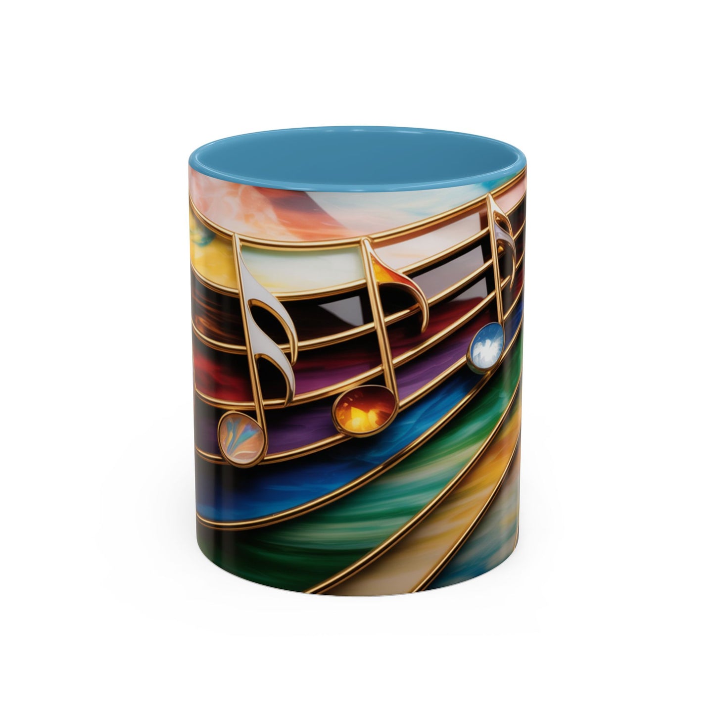 Stained Glass Music Notes Mug - Colorful Music Lover Gift - Music Teacher Mug - Treble Clef Coffee Cup - Musician Gift Idea - 11oz & 15oz Ceramic Mug