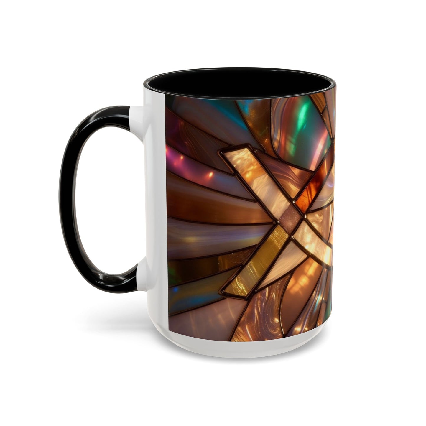 Stained Glass Ichthys Mug, Jesus Fish Christian Coffee Cup, Religious Art Mug, Faith Gift For Women, Inspirational Stained Glass Christian Symbol Design