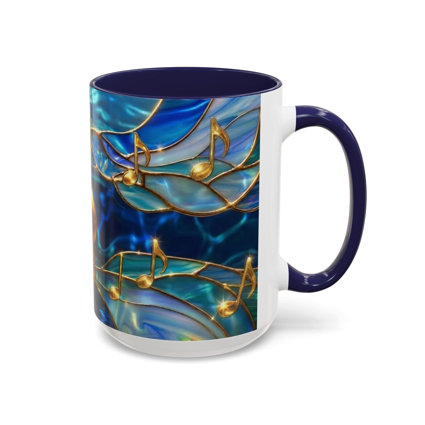 Music Notes Mug, Stained Glass Music Coffee Mug, Musical Gift Mug, Music Lover Cup, Music Teacher Gift, Artistic Coffee Mug