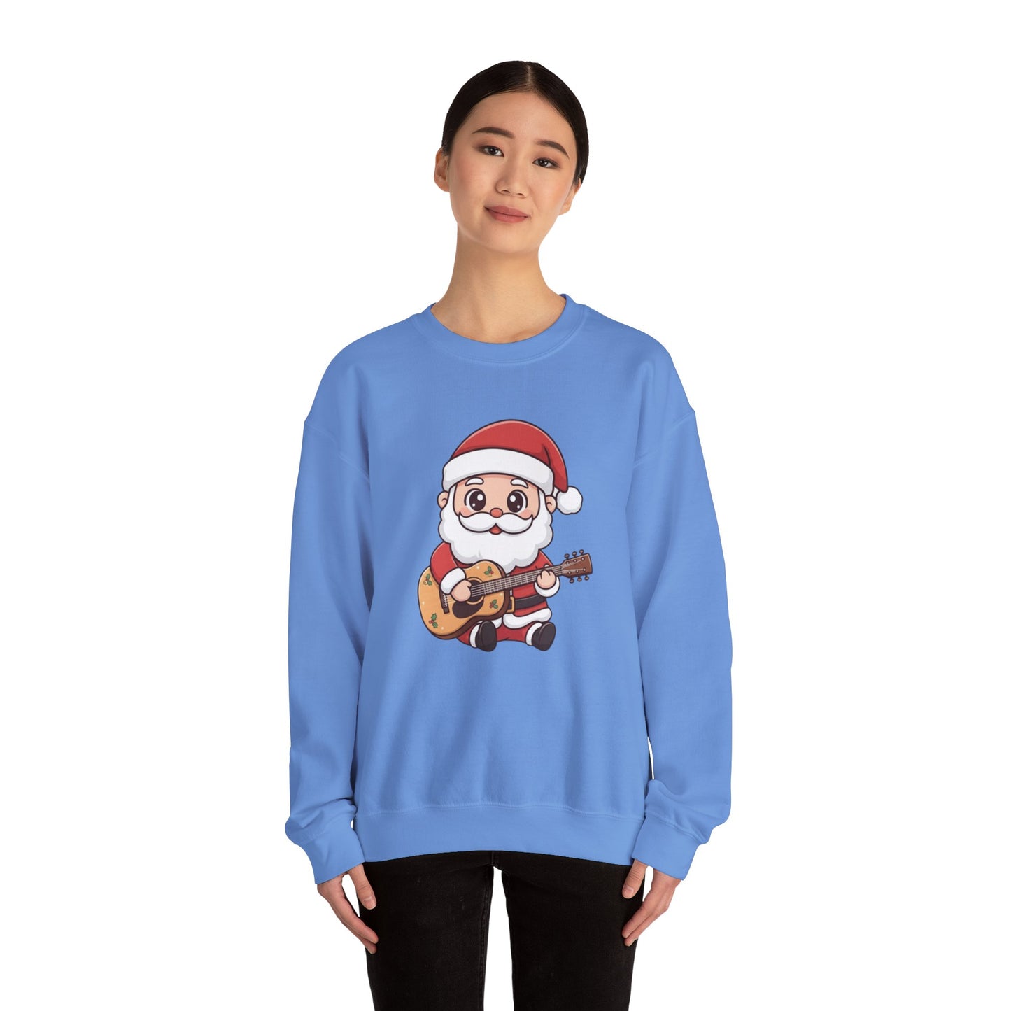 Cute Santa Guitar Sweatshirt | Christmas Music Lover Sweater | Holiday Crewneck | Funny Santa Musician Shirt | Cozy Xmas Gift for Him or Her