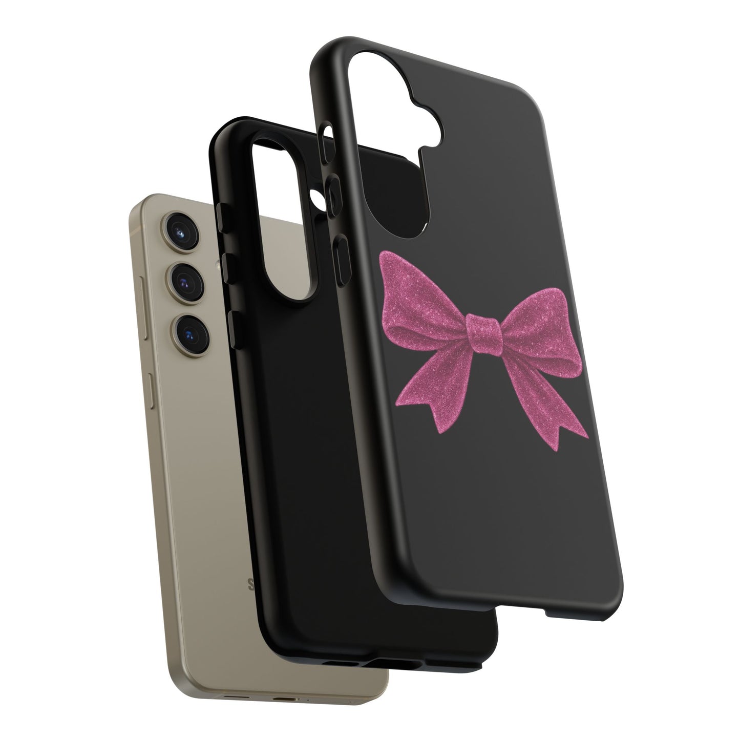 Pink Glitter Bow Samsung Case – Coquette Aesthetic Phone Cover – Girly Glossy Galaxy Case – Cute Soft Girl Tech Accessory – Kawaii Gift Idea