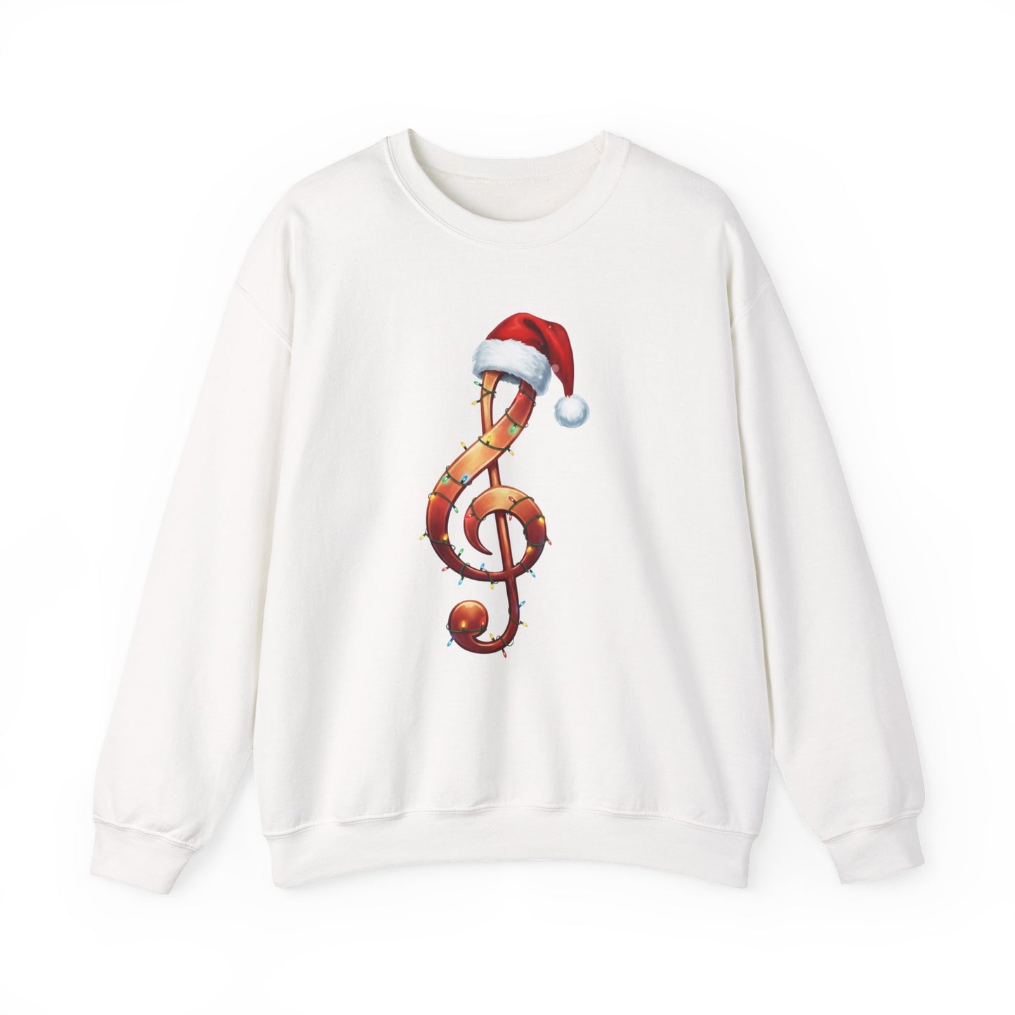Christmas treble clef sweatshirt, music note Santa hat shirt, Christmas lights music lover sweater, musician holiday crewneck, Xmas gift