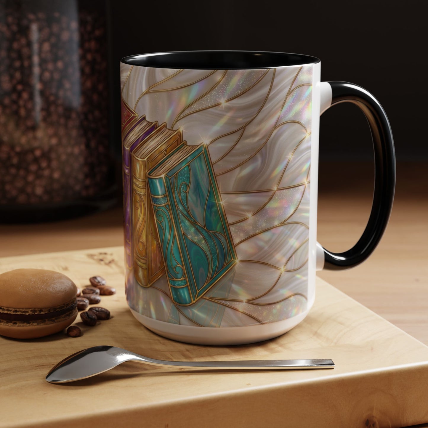 Book Lover Coffee Mug, Stained Glass Books Mug, Reading Gift For Bookworms, Library Aesthetic Mug, Booktok Mug, Ceramic Coffee Cup