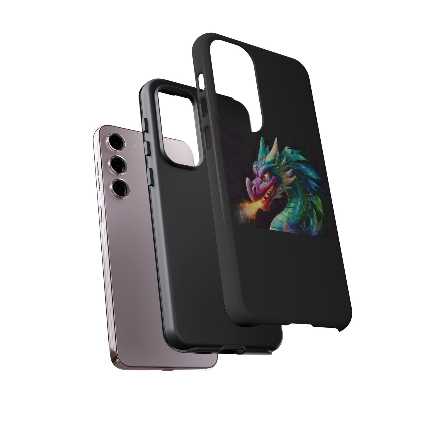 Fire-Breathing Dragon Samsung Case - Tough Fantasy Art Cover - Dark Academia Aesthetic Geek Gift for Galaxy S23/S24/S25/Ultra