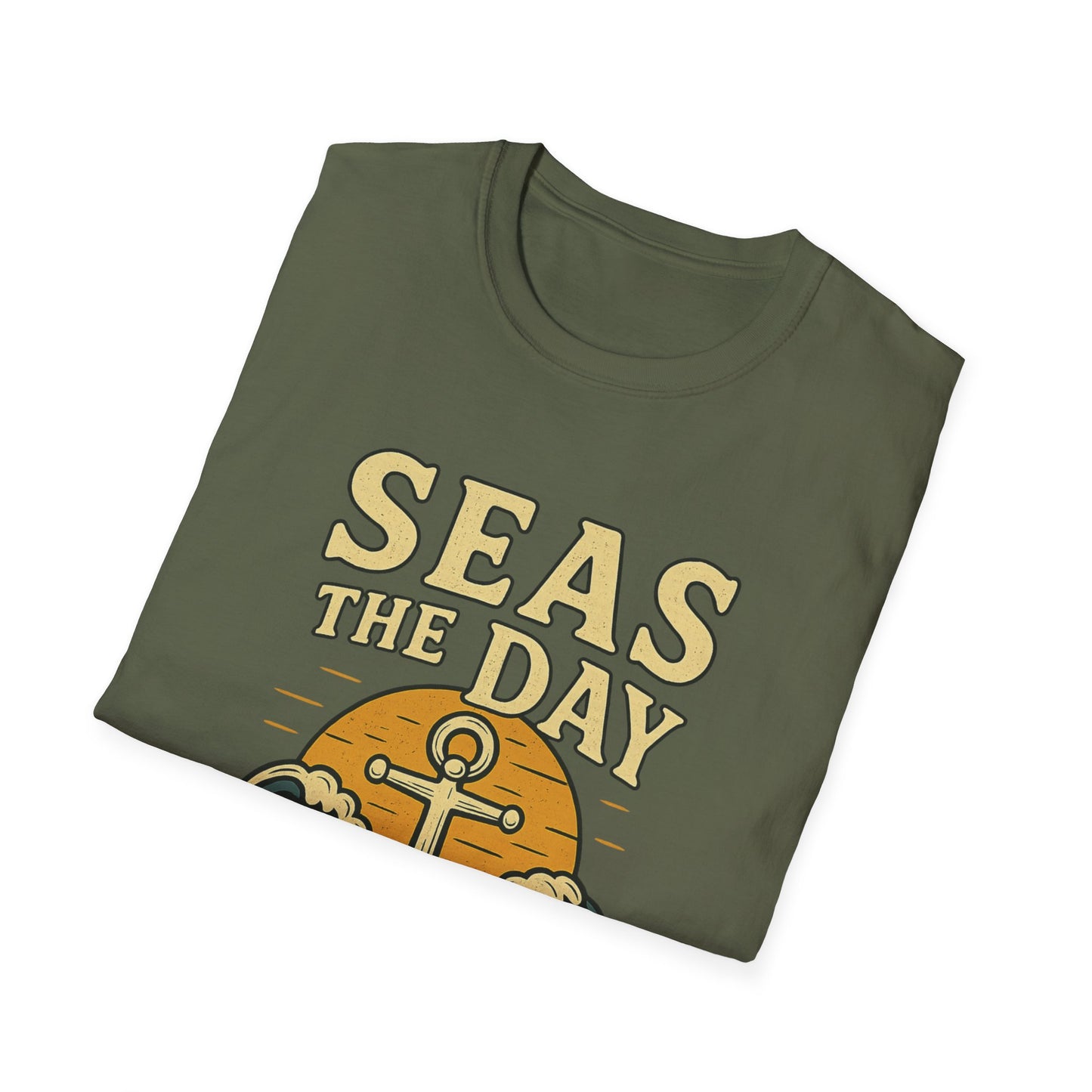 Seas the Day Shirt – Nautical Anchor Ocean Tee | Coastal Beach Graphic T-Shirt | Funny Seaside Pun Gift | Unisex Summer Travel Top