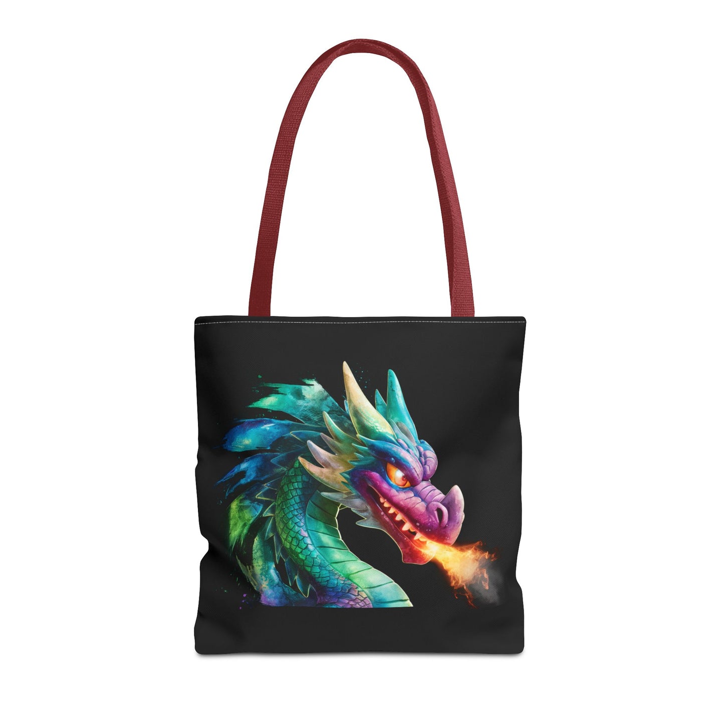 Double-Sided Fierce Dragon Canvas Tote - Colorful Fire-Breathing Fantasy, Eco Reusable Bag, Gift for Dragon Lover