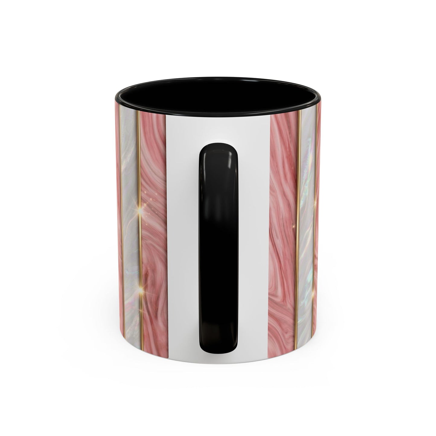 Pink Marble Coffee Mug, Gold Stripe Faux Agate Cup, Glam Desk Accessory, Elegant Tea Mug, Luxury Gift for Her, Chic Office Desk Decor