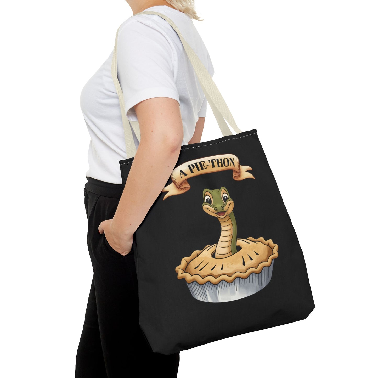 Funny Tote Bag with Snake Joke - Pie-Thon