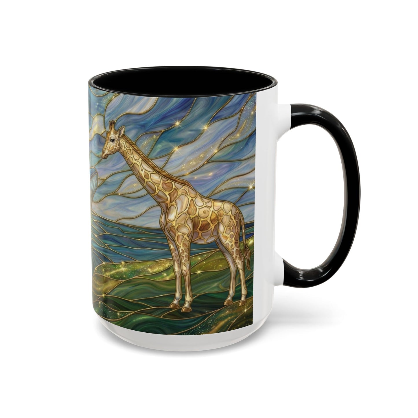 Whimsical Whale & Giraffe Accent Coffee Mug — Artistic Ocean-Sky Illustration (11/15oz)