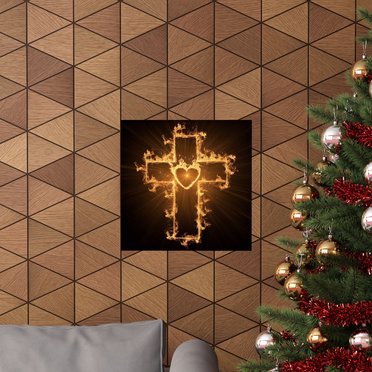 Spiritual Matte Vertical Posters - Fiery Cross Design