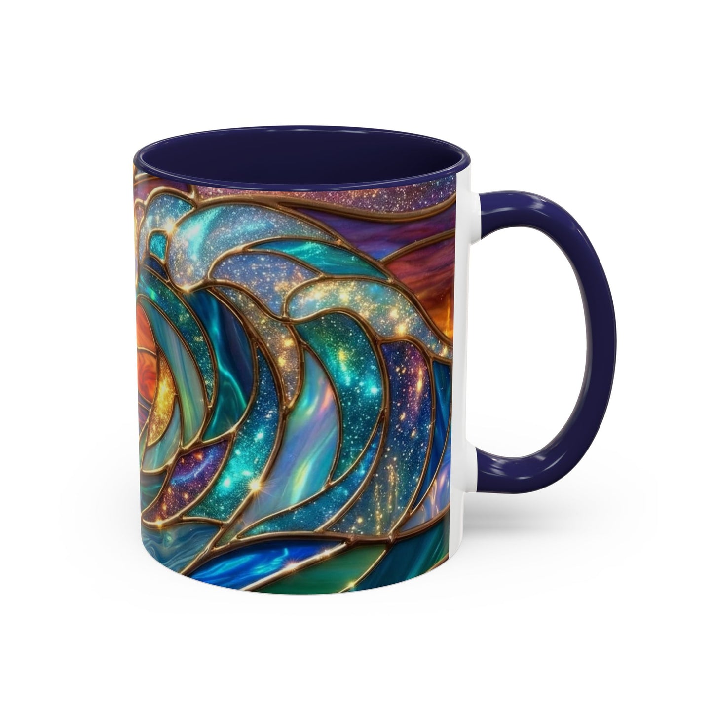 Stained Glass Wave Mug, Cosmic Ocean Coffee Cup, Celestial Sunrise Tea Mug, Surfer Beach Decor Gift, Starry Sea Art, Ocean Lover Cup