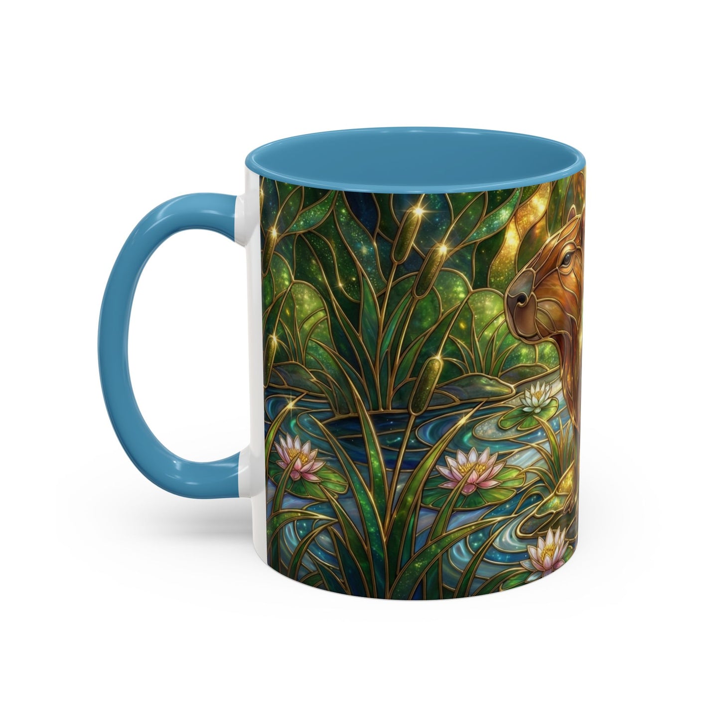 Capybara Coffee Mug, Stained Glass Capybara Art Mug, Cute Animal Lover Gift, Nature Inspired Ceramic Coffee Cup, Unique Wildlife Mug, 11oz 15oz