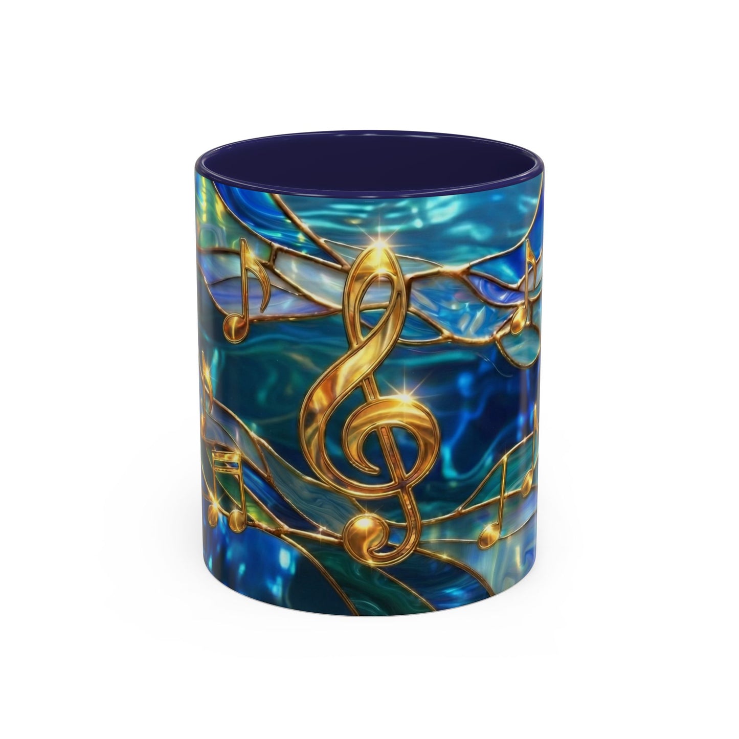 Music Notes Mug, Stained Glass Music Coffee Mug, Musical Gift Mug, Music Lover Cup, Music Teacher Gift, Artistic Coffee Mug