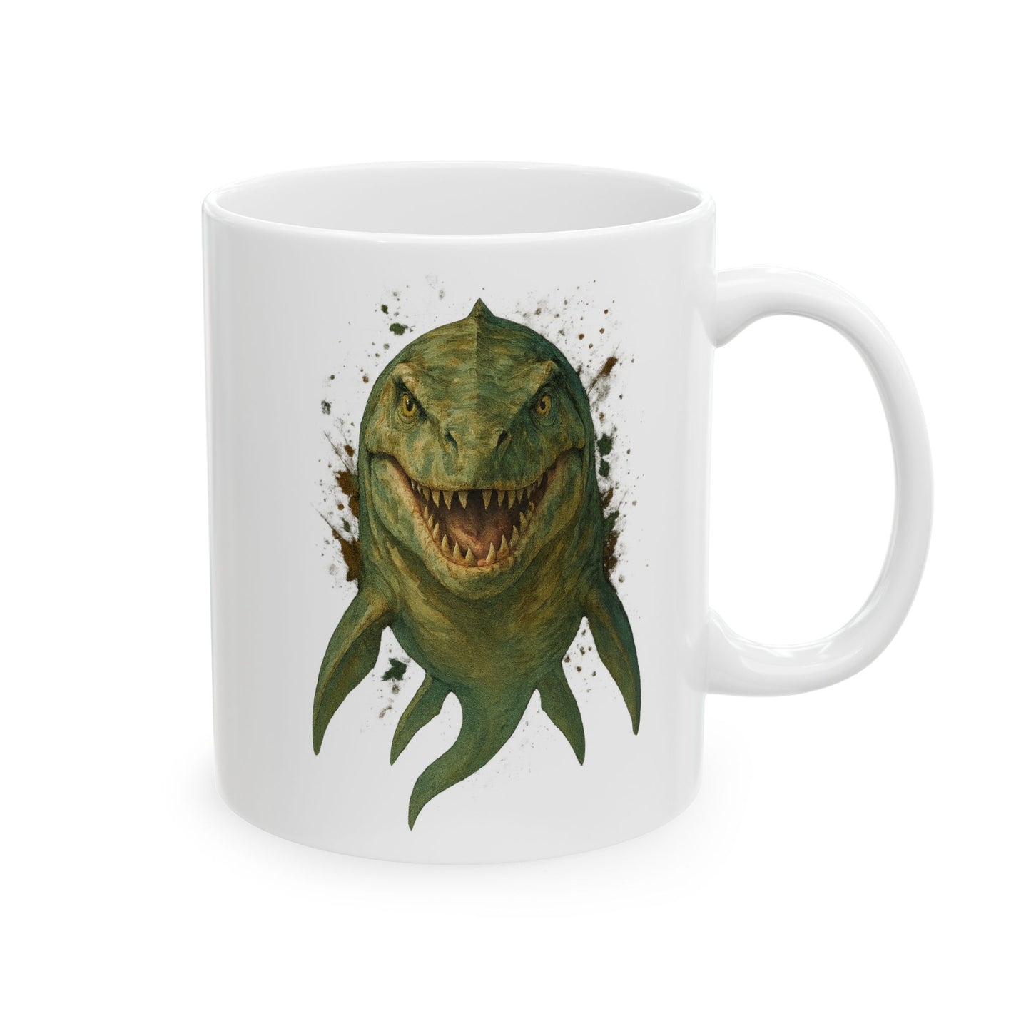 Mosasaurus Ceramic Mug - Dinosaur Coffee Cup | Prehistoric Tidal Beast Gift for Paleontology Fans | 11oz/15oz Dishwasher Safe Jurassic Cup