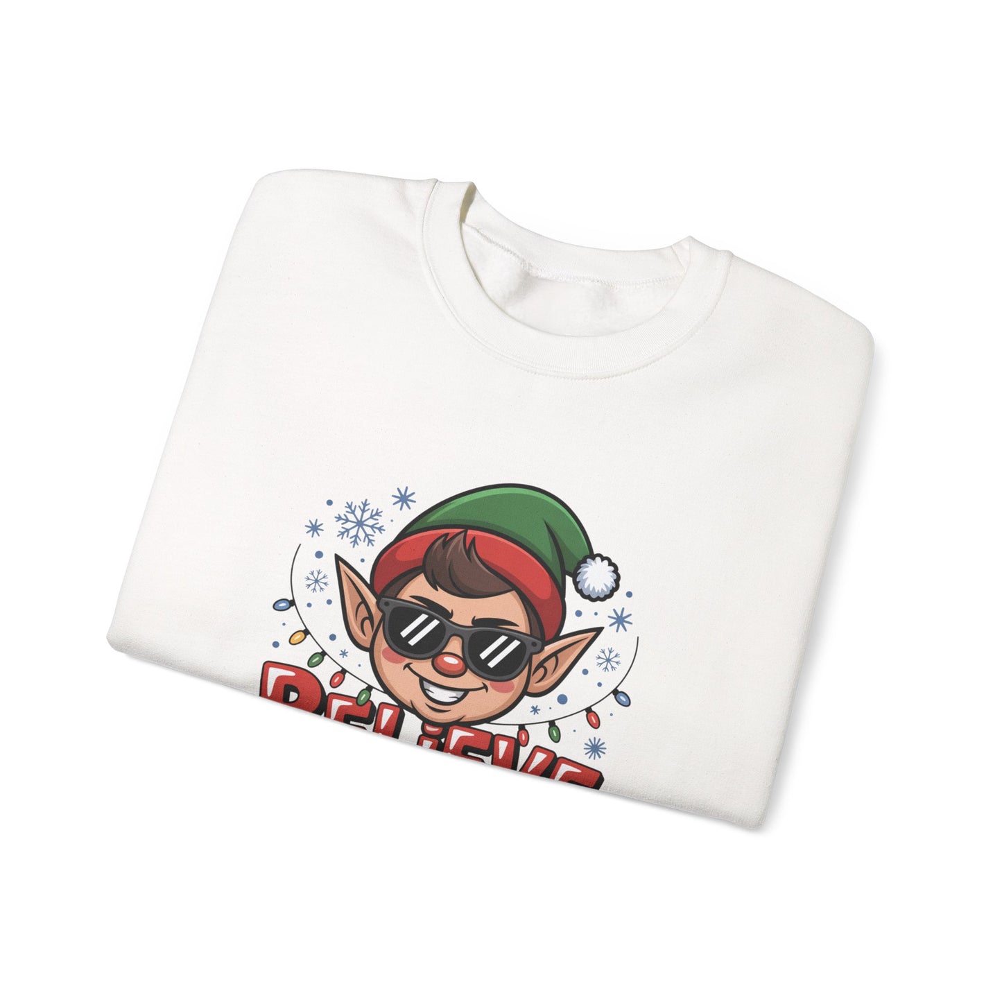 Believe In Your Elf Christmas Sweatshirt, Funny Elf Holiday Sweater, Unisex Christmas Crewneck, Festive Gift For Friends And Family