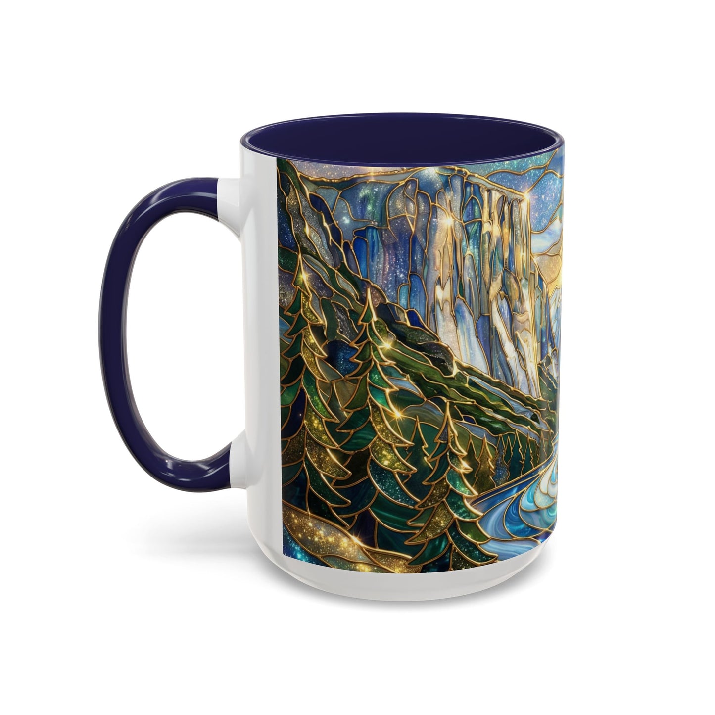 Stained Glass Yosemite Mug, Yosemite Mountain Coffee Cup, Waterfall Landscape Art Mug, Scenic Nature Mug, Yosemite Gift, Outdoor Lover Gift