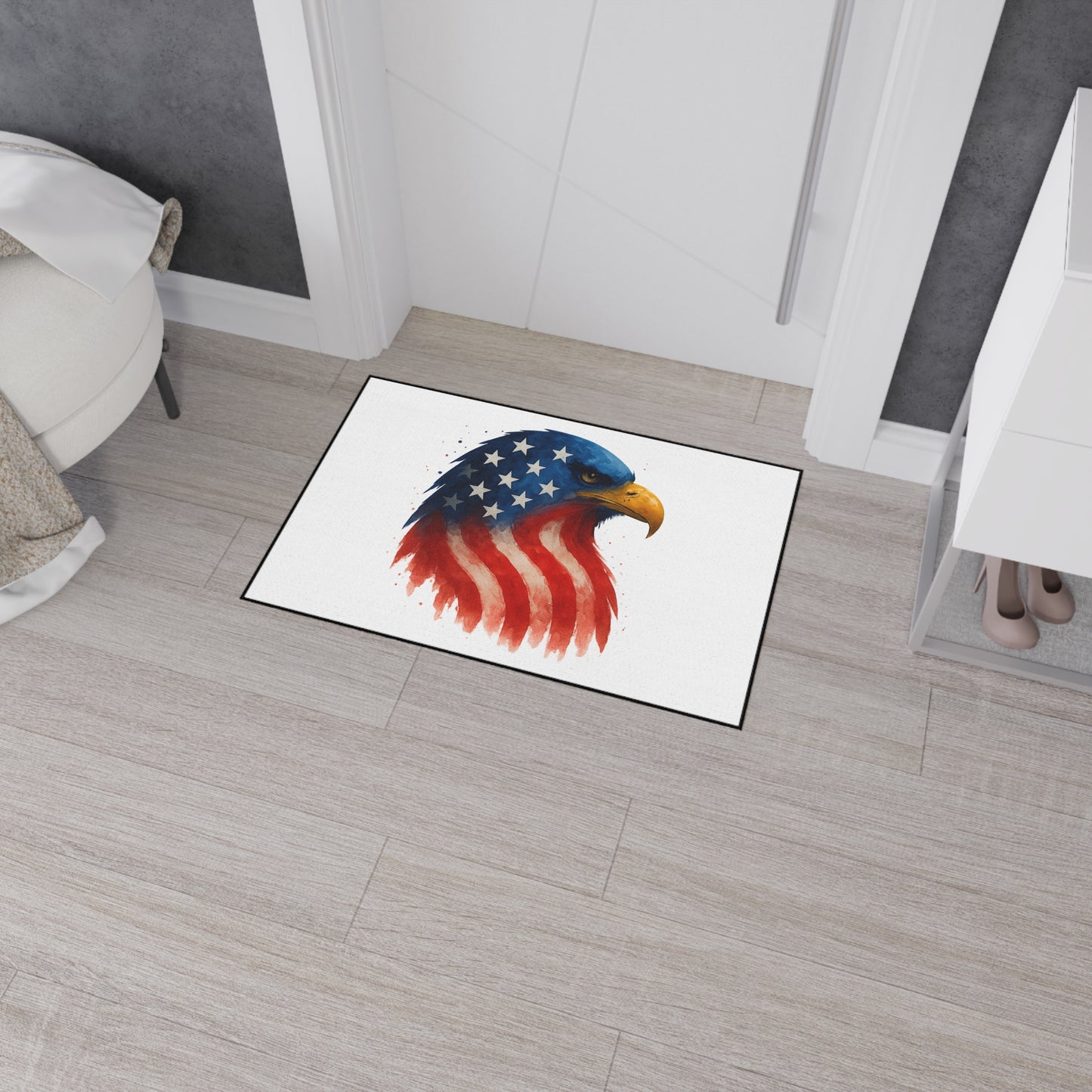 Patriotic Eagle Floor Mat - USA Flag Heavy Duty Entry Rug, Americana Welcome Mat for Porch, 4 July, Veteran Gift, Indoor Outdoor US Decor