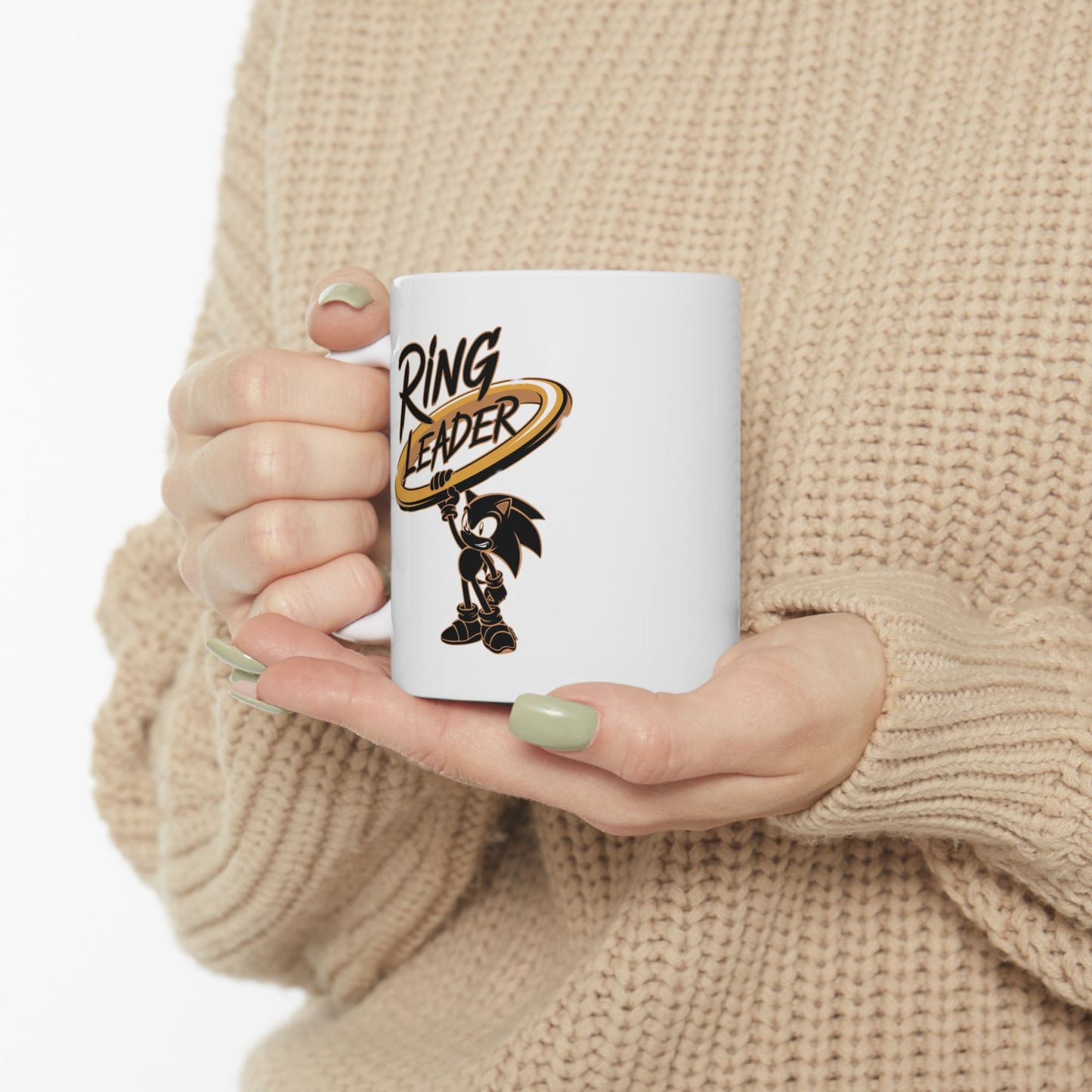 Ring Leader Mug – Funny Coffee Cup with Retro Gamer Vibes, Bold Gold Ring Design, Dishwasher Safe Ceramic, Gift for Gamers & Coffee Lovers