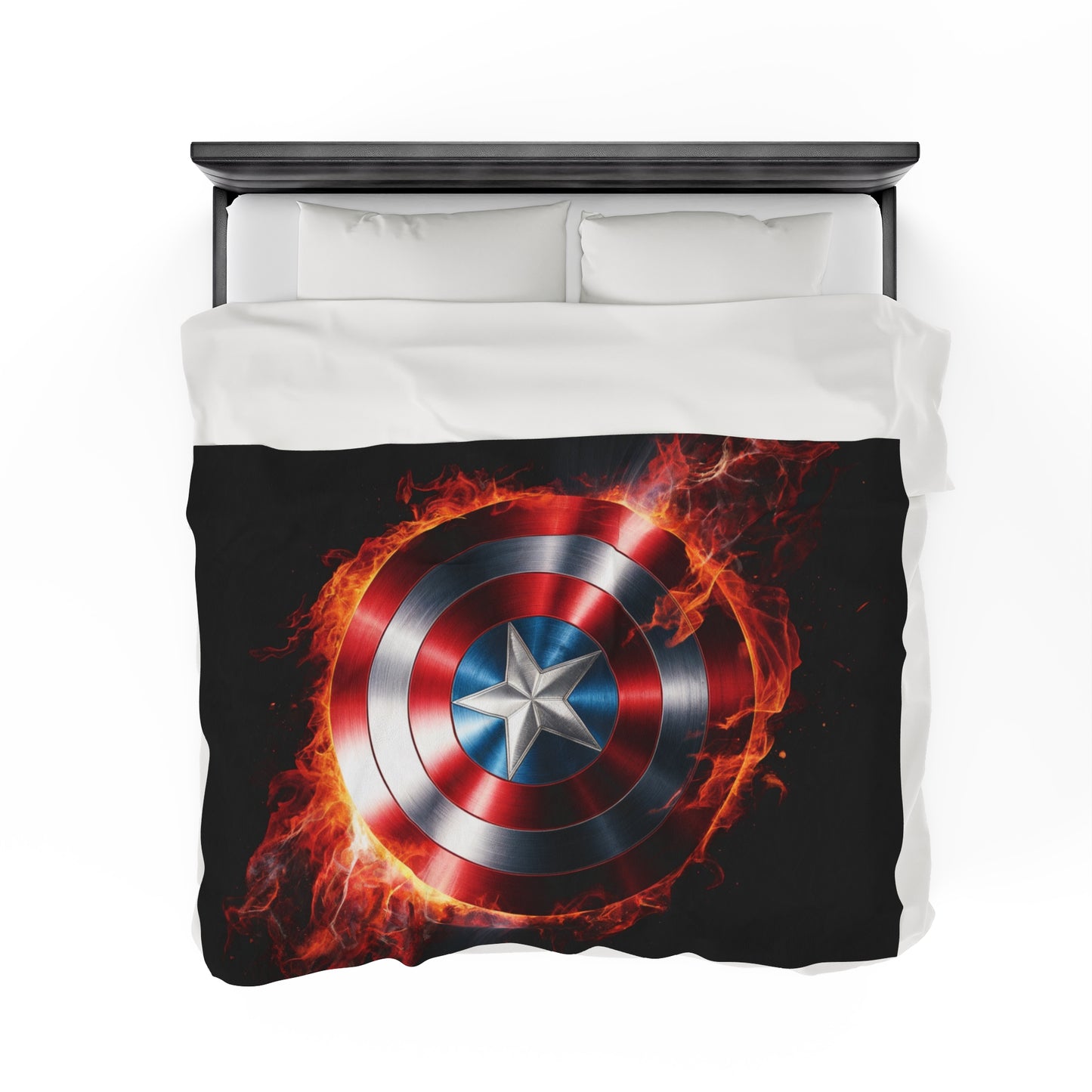 Plush Blanket Shield Flames Design