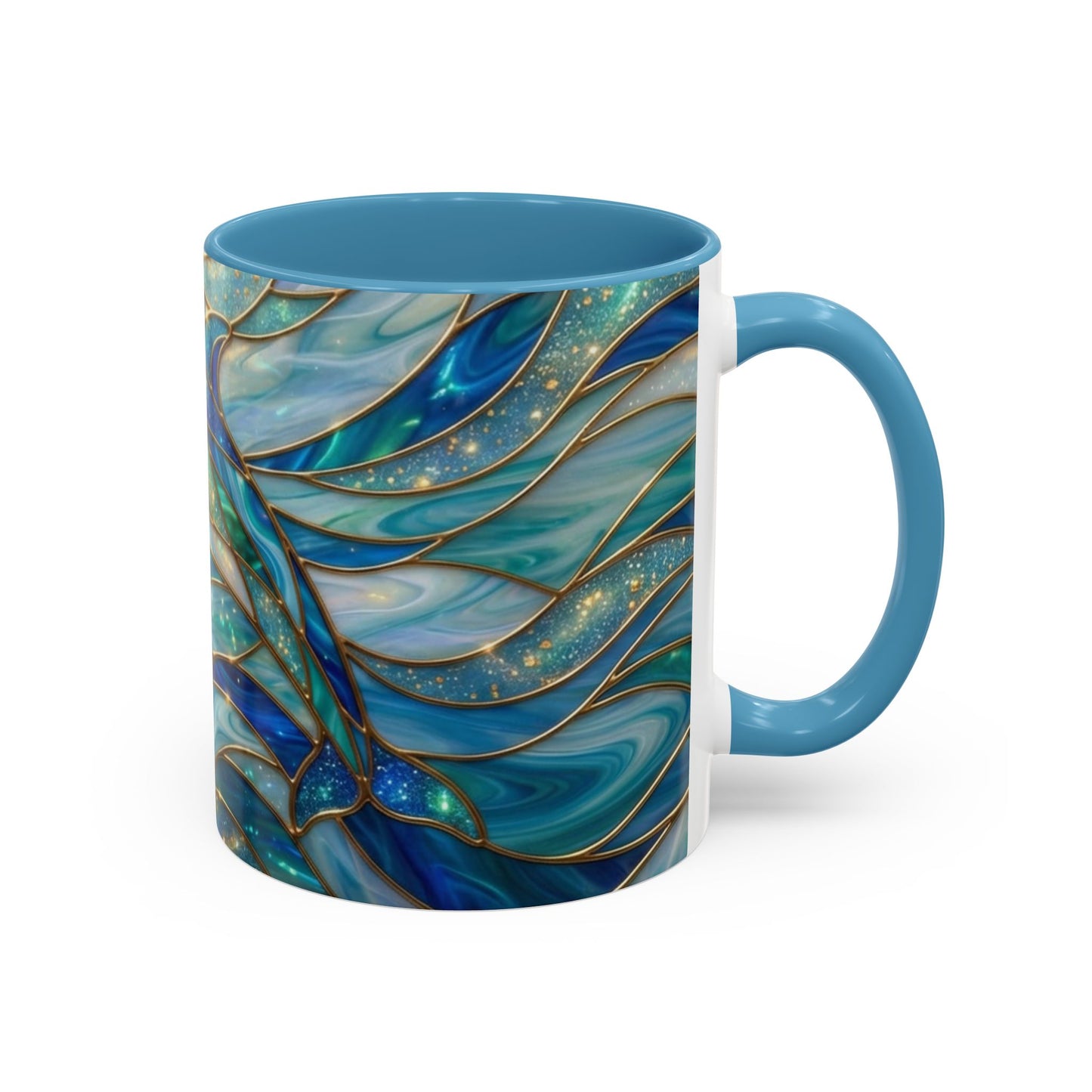 Stained Glass Dolphin Mug, Dolphin Coffee Cup, Ocean Art Mug, Sea Life Gift, Nautical Decor Mug, Coastal Dolphin Lover Gift