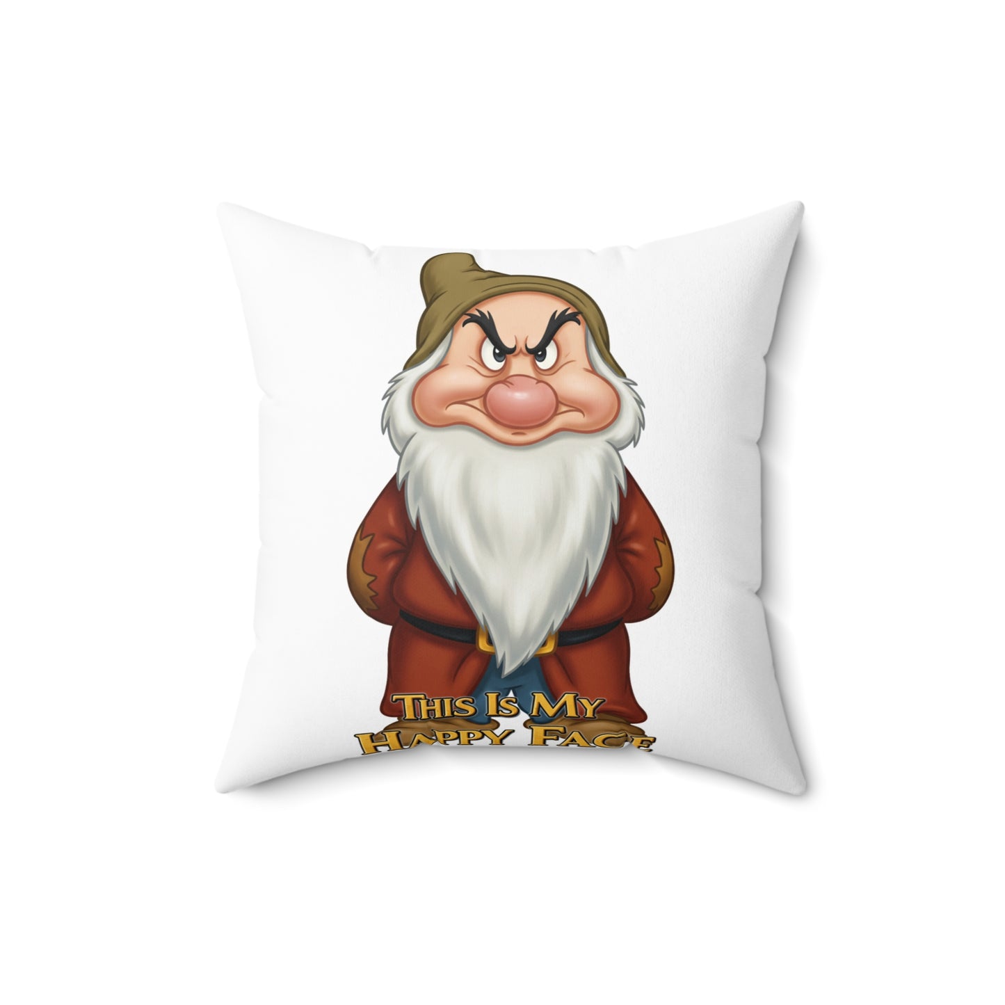 Funny Gnome 'This Is My Happy Face' Pillow - Perfect Home Decor for Gnome Lovers
