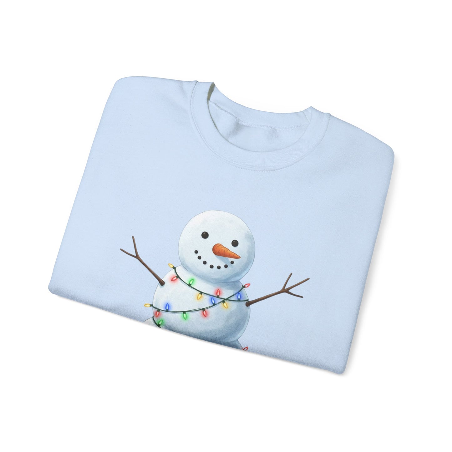 Cute Snowman Christmas Sweatshirt, Holiday Snowman Lights Sweater, Winter Snowman Crewneck, Cozy Christmas Gift, Festive Holiday Shirt