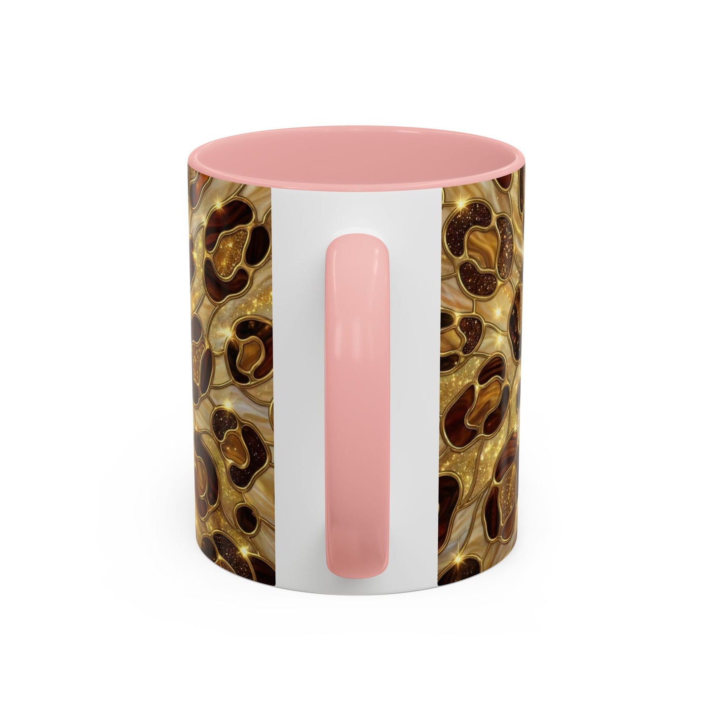 Stained Glass Leopard Print Mug, Gold Cheetah Coffee Cup, Luxury Animal Print Gift, Glam Mosaic Tea Mug, Trendy Desk Decor For Her Gifts