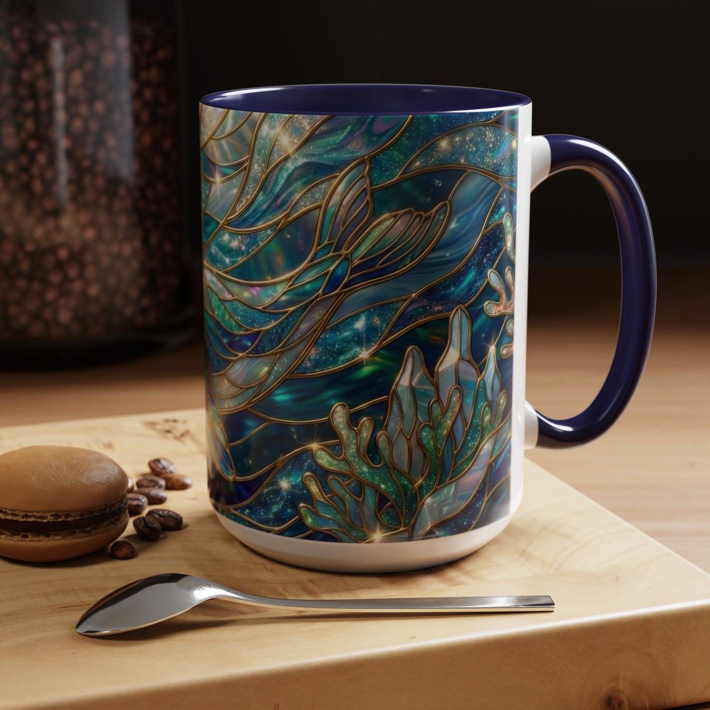 Seal Coffee Mug, Stained Glass Seal Mug, Cute Ocean Animal Art Mug, Marine Life Gift, Unique Ceramic Coffee Cup, 11oz 15oz Wildlife Mug