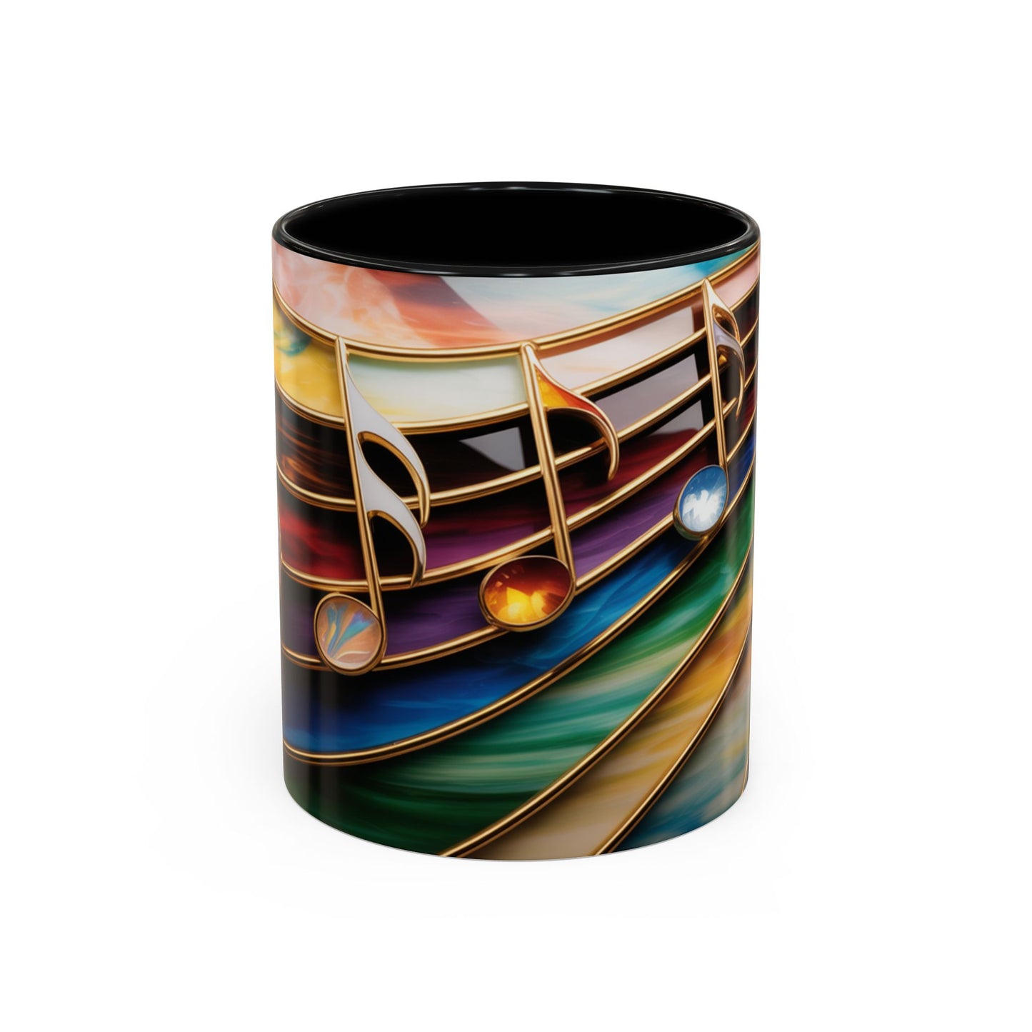 Stained Glass Music Notes Mug - Colorful Music Lover Gift - Music Teacher Mug - Treble Clef Coffee Cup - Musician Gift Idea - 11oz & 15oz Ceramic Mug
