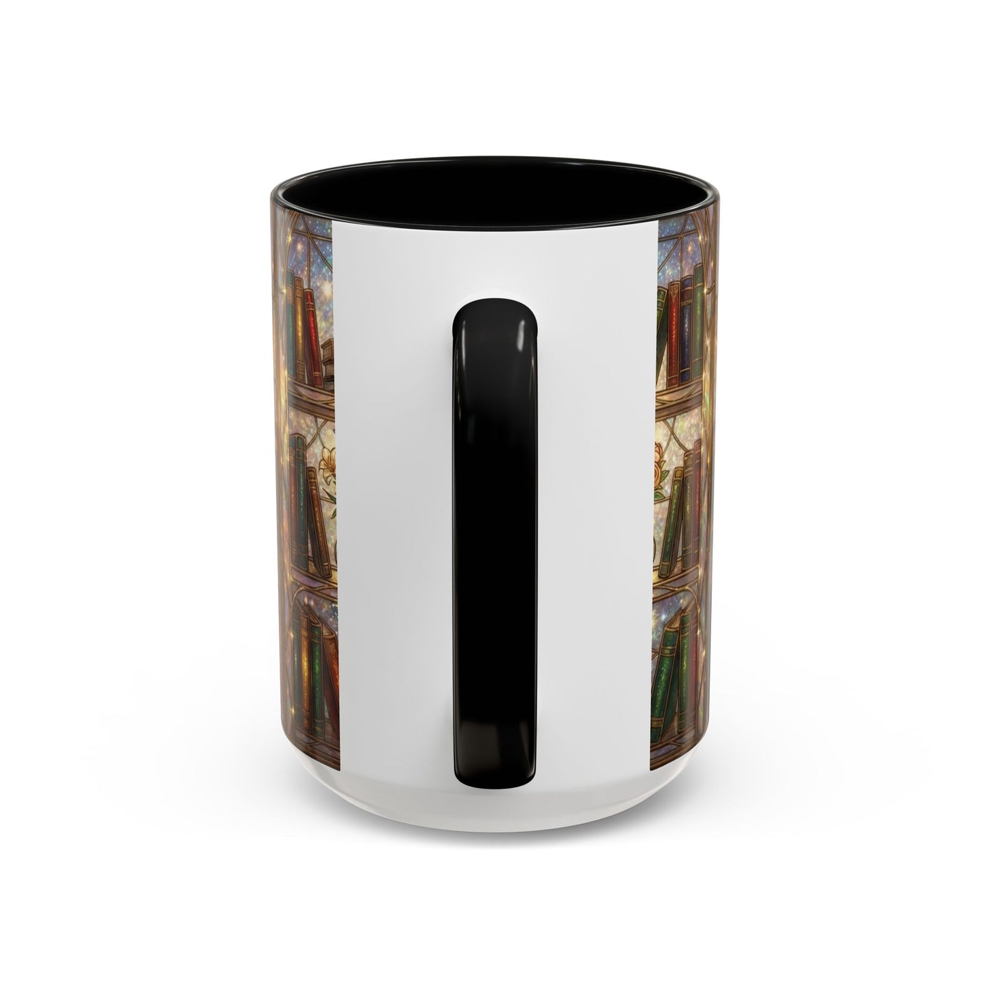 Stained Glass Books Mug, Book Lover Coffee Mug, Cozy Library Mug, Bookish Gift For Readers, Dark Academia Mug, Floral Bookshelf Cup